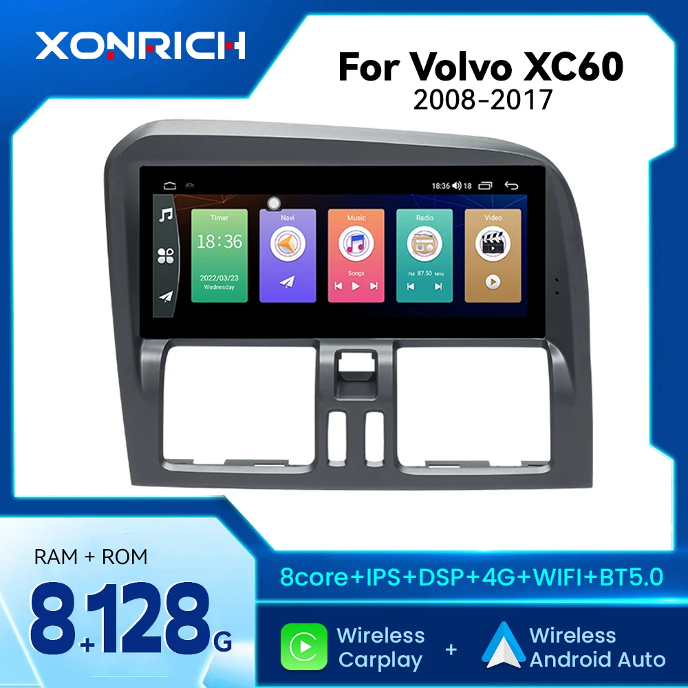 Android 15 Autoradio für Volvo XC60 2008–2017, HD-Touchscreen, GPS-Navigation, kabelloses Carplay, Multimedia-Player, Plug & Play Image