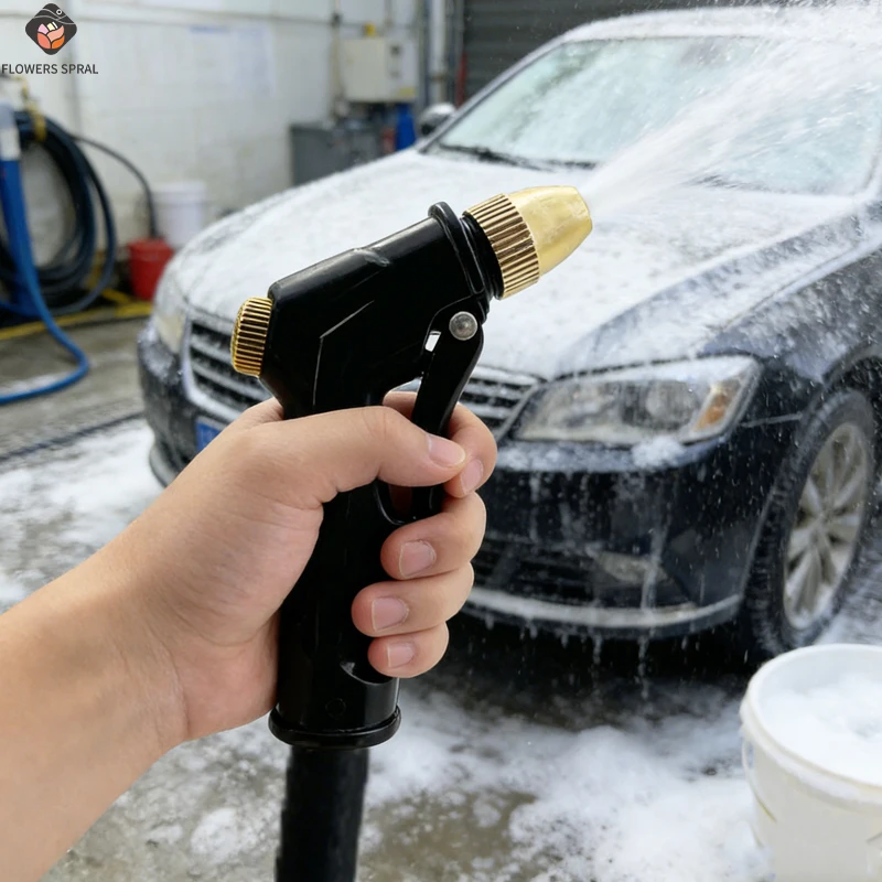 1 Stück Hochdruck-Wasserpistole für Autowäsche und Gartenbewässerung, Verstellbar, Schnellkupplung, Geeignet für Autowäsche und Bewässerung Image