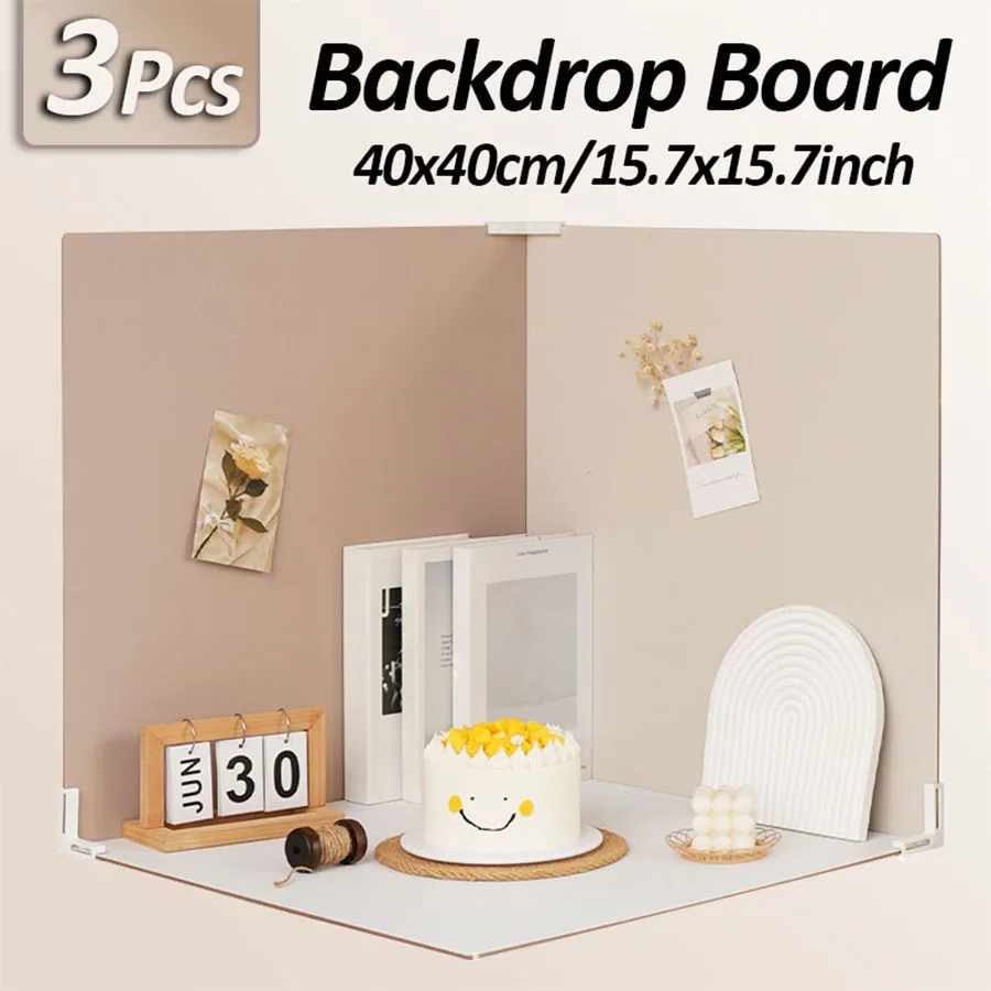 3 Stück Foto-Hintergrundplatten 40x40cm Wasserdichte Einfarbige Fotografie-Hintergrundplatten für Stillleben, Lebensmittel, Schmuck Fotorequisiten Image