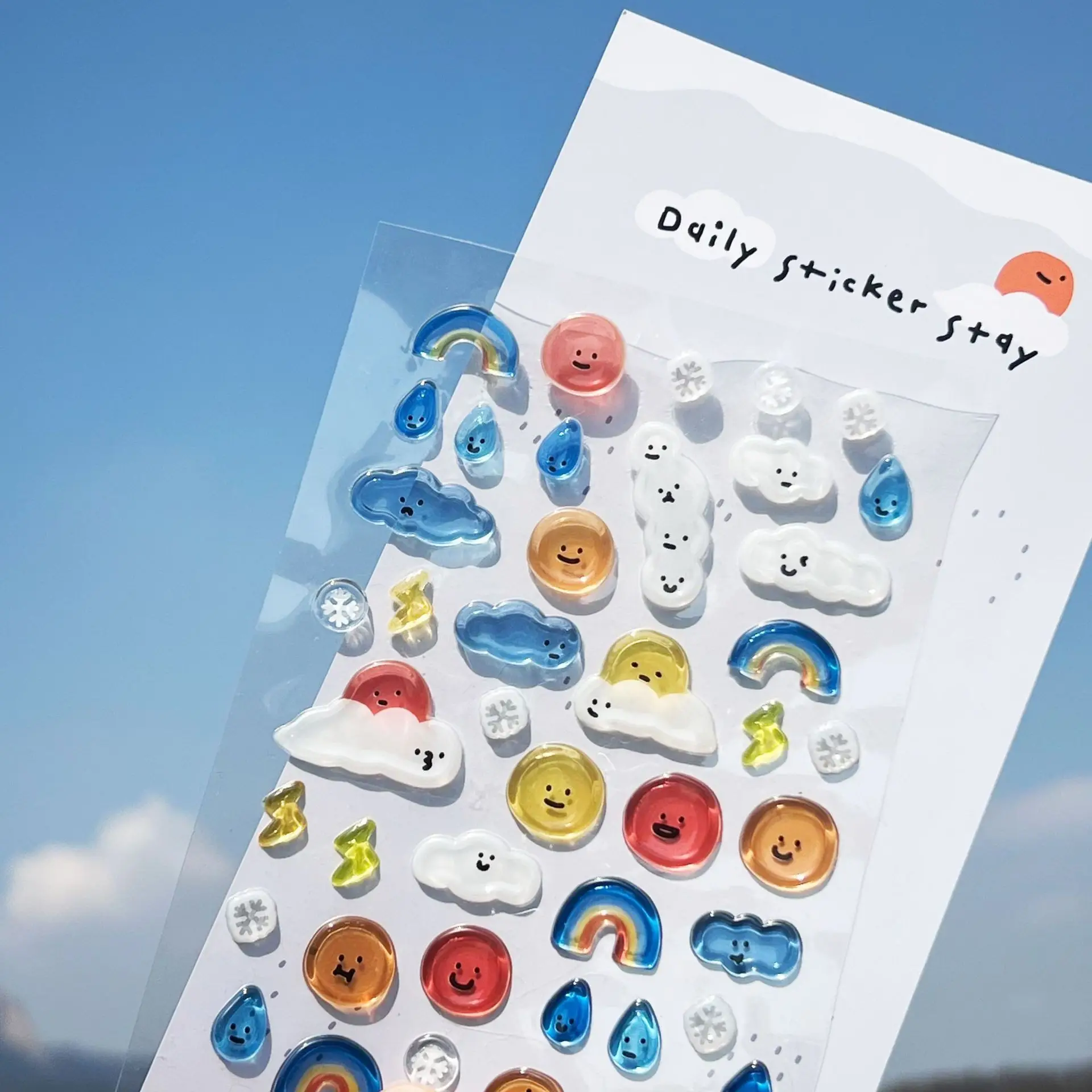 Koreanischer Import BONITO Kreatives Wetter-Symbol Regenbogen-Gelee PVC-Aufkleber Scrapbooking DIY Journal Schreibwaren Aufkleber Geschenk B6139 Image