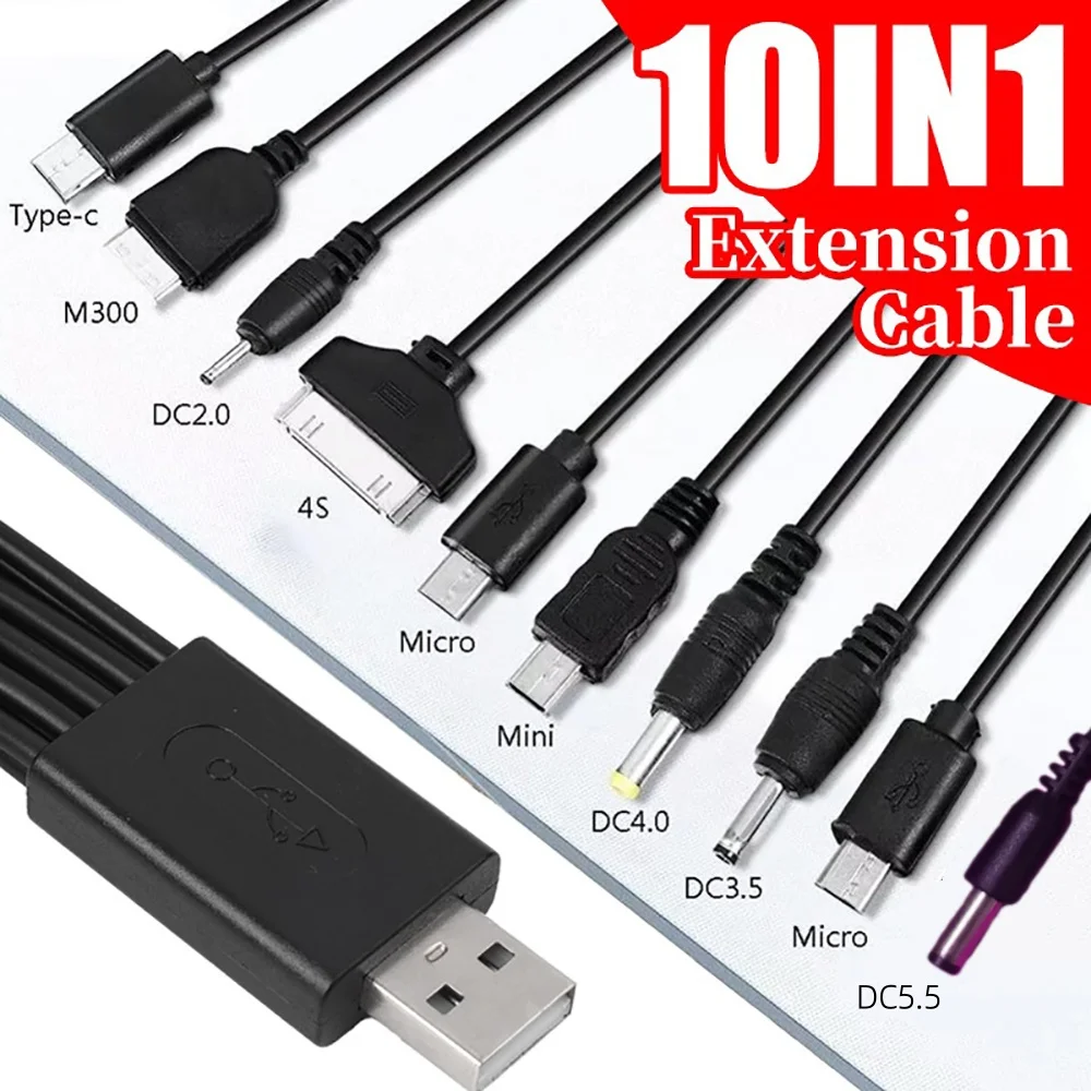 10-in-1 USB auf Multi-Port USB-Kabel, Handy-Ladekabel, Mehrfach-Ladekabel für Samsung, Reise-Handy-Ladekabel Image