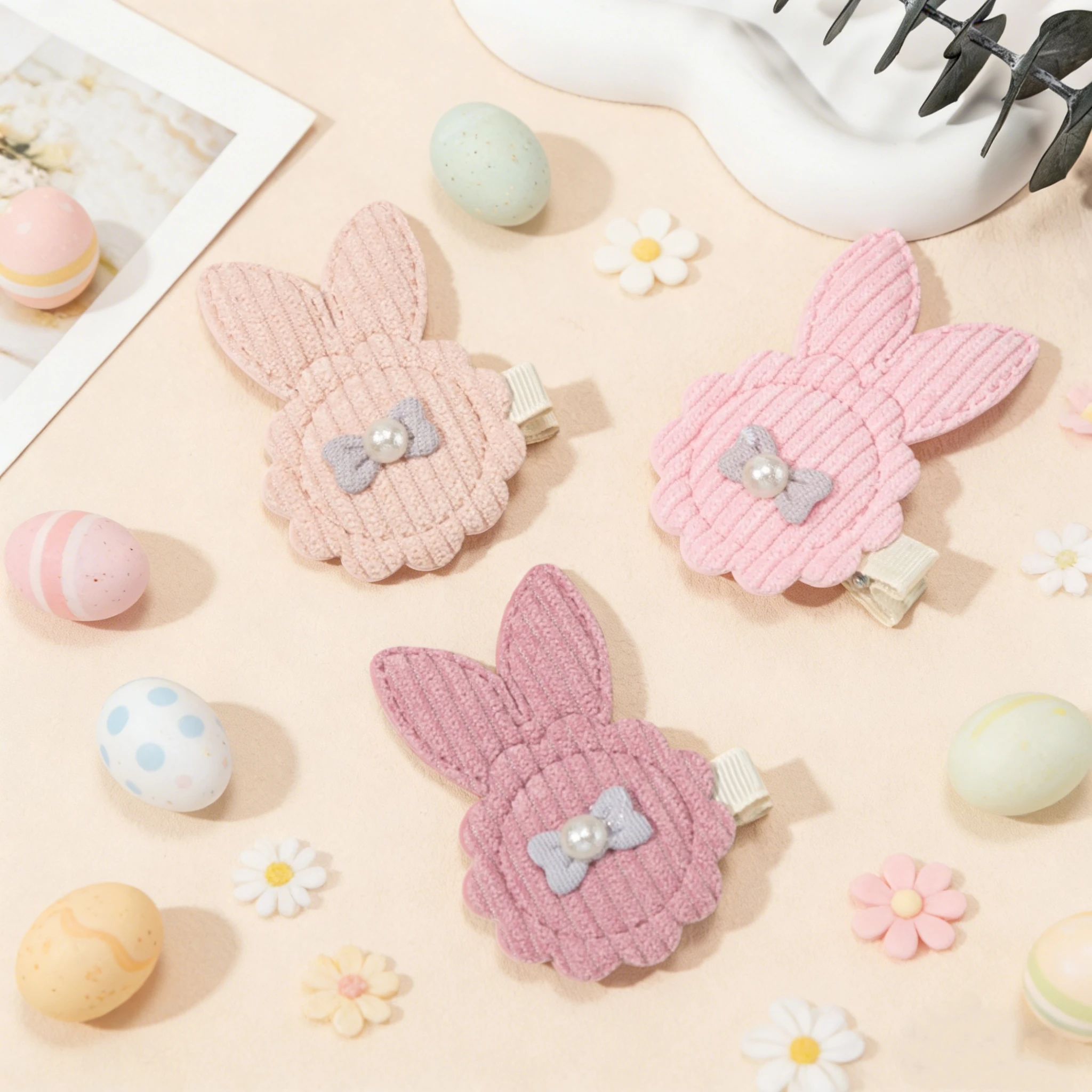 3 Stück/Set Baby Mädchen Haarspangen Niedliche Hasenohren Schleife Haarnadeln Handgefertigte Haarklammern Prinzessin Kinder Kopfschmuck Haaraccessoires Image