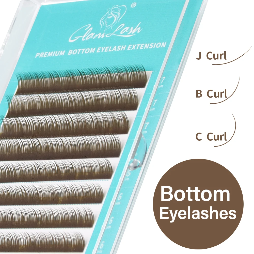 GLAMLASH Untere Braune Wimpern 567mm Kurze Synthetische Nerz Einzelwimpern-Verlängerung Untere Augenbrauen-Wimpern Make-up-Tools Image