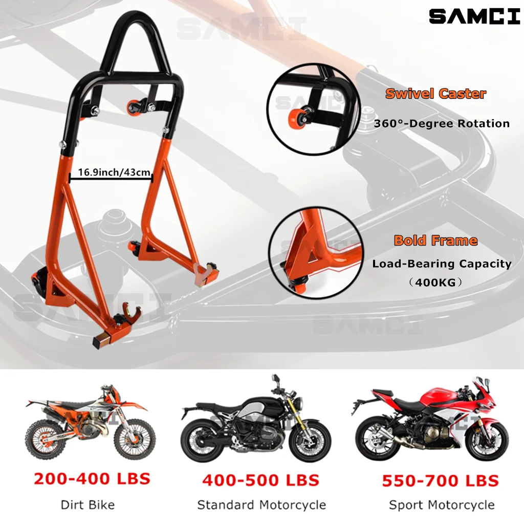 Motorrad 360 ° Schwenkbarer Hinterrad-Ständer mit Doppelgabel, U+L-Ständer, 400 kg Tragkraft, universelles Reifenreparaturwerkzeug-Zubehör Image