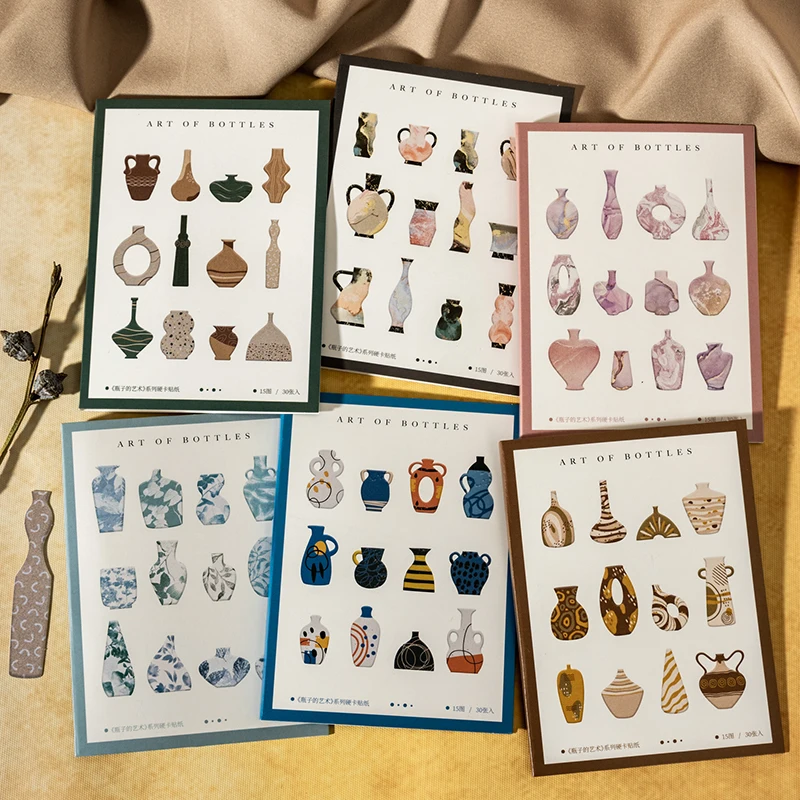 JIANQI 30 Stück/Packung Vintage-Utensilien, Flaschen, Aufkleber, dekoratives Scrapbooking, Tagebuch, Album, handgefertigtes Junk-Tagebuchzubehör Image