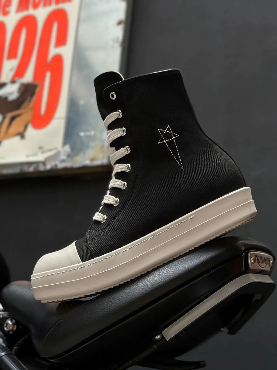 Ro Classic Design Schwarz Canvas Boot High Top Schuh Männer Casual Schuhe Luxus Zipper Frauen Sneaker s Stiefeletten Turnschuhe