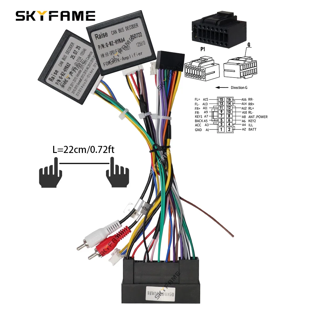 SKYFAME Auto 16pin Kabelbaum Adapter Canbus Box Decoder Android Stromkabel Für Hyundai IX35 Tucson G-RZ-HYK62/64 Image