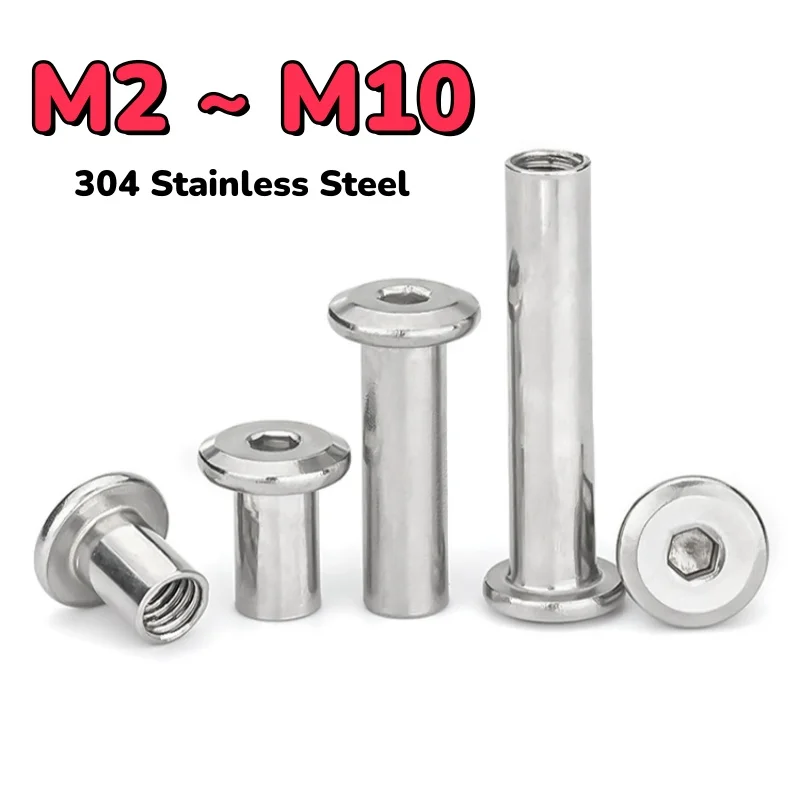 M2 M3 M4 M5 M6 M8 M10 304 Edelstahl Flache Innensechskant Möbel Nieten Stecker Einsatz Joint Hülse Kappe Mutter Image