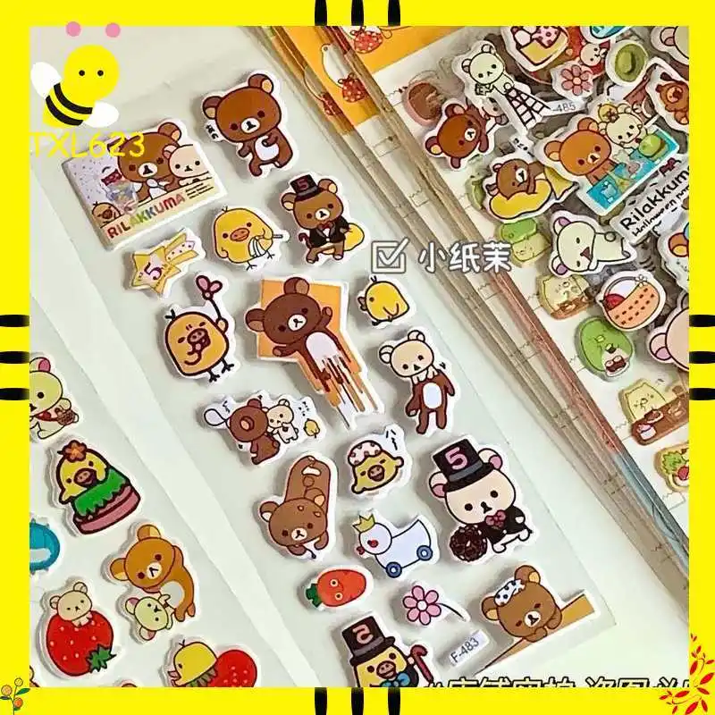 Cartoon Rilakkuma Bubble Sticker Kawaii Anime Dreidimensionale 3D Puffy Bulk Sticker Kinder Mädchen DIY Spielzeug Aufkleber Geschenk Image