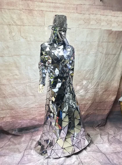 Nachtclub Kleid Spiegel Maske Anzug Spiegel Männer Kostüm Frauen Kleider Bühne Leistung Tuch Festival Party Outfit Image