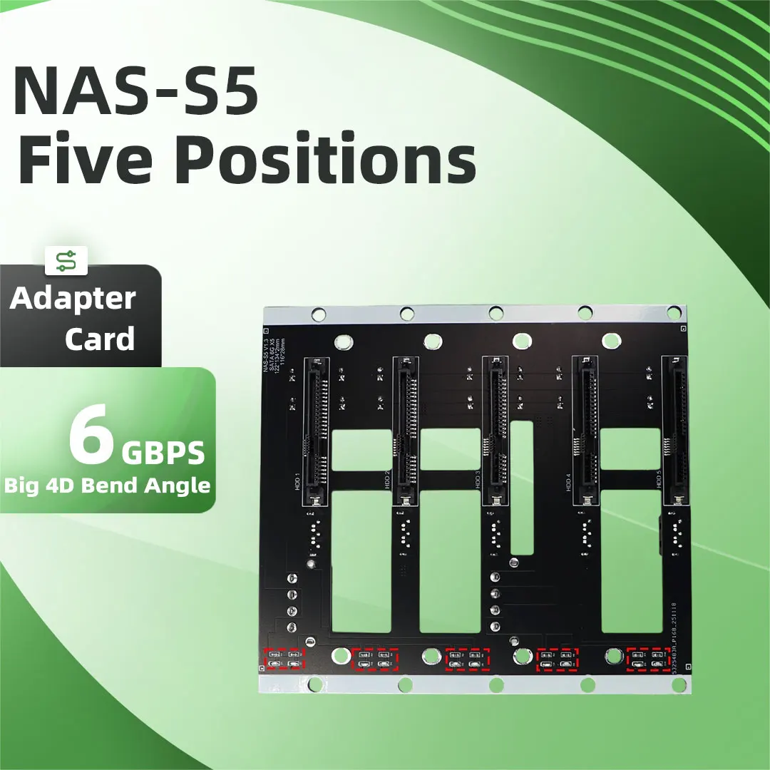 ADT-Link Big 4D Corner Netzteil Five Bay SATA Festplatte Backplane NAS Chassis Adapter Board 6G/bps Speicher Server Backplane Image