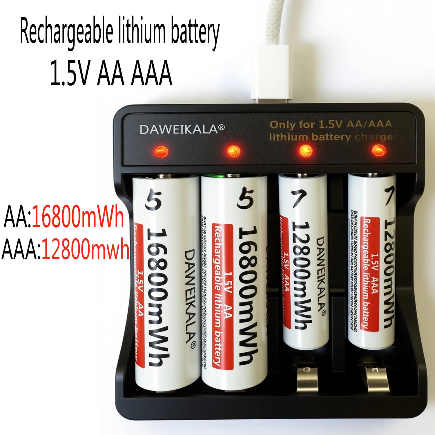 1,5 V Lithium AA AAA wiederaufladbare Batterie mit langer Lebensdauer für Maus, Taschenlampe, Lüfter, Spielmaschine, elektrisches Spielzeug Image