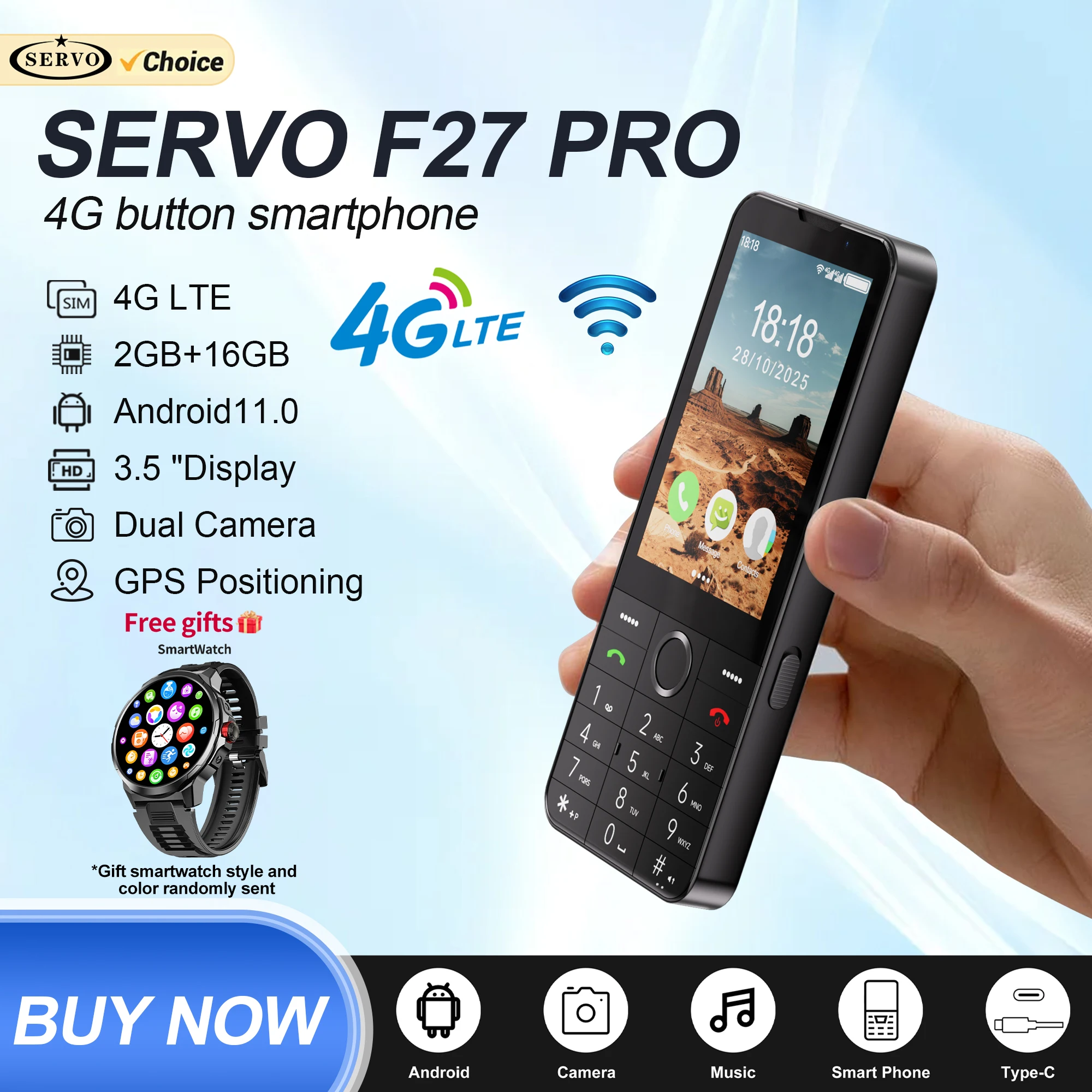 Gratisgeschenk! SERVO F27 PRO 4G LTE Smartphone Android 11.0 OS 2GB+16GB Schnellwahl Google Play WLAN 2 SIM-Karten-Tasten Smart Mobiltelefone Image