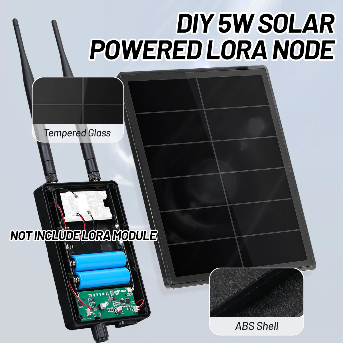 5W Solarpanel DIY Solar-Knoten-Repeater mit 915MHz 868MHz für RAK4631 LoRaWAN SX1262 LoRa-Modul Solarbetriebener Mesh-LoRa-Knoten Image
