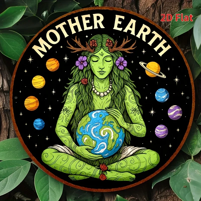 2D Flach, 2D Flach 1 Stück Rund 8 x 8 Zoll Metall Aluminium Wandkunst Schild - Schlafzimmer, Küche, Esszimmer Image