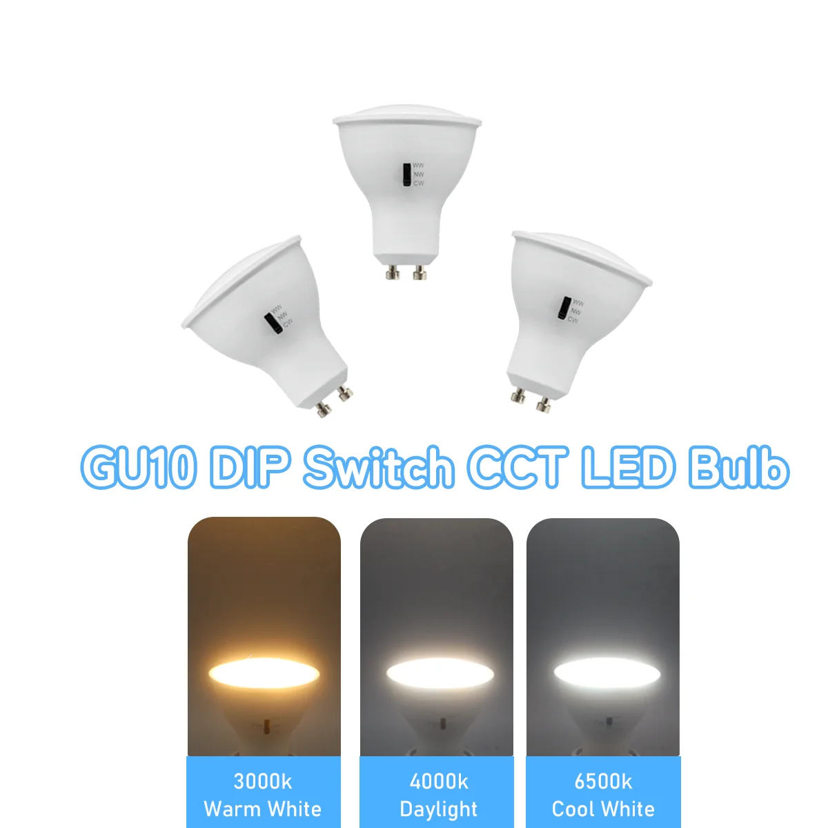 DIP-Schalter Dreifarbige Temperaturwechsel-GU10-Strahlerlampe 9W AC100-240V Ersatz für 60W Halogenlampe für Wohnzimmer und Zuhause