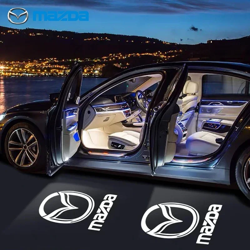 2Pcs Für Mazda Drahtlose Auto Tür Led Willkommen Laser Projektor Logo Geister Schatten Nacht Lichter Courtesy Lampe Auto Zubehör Image
