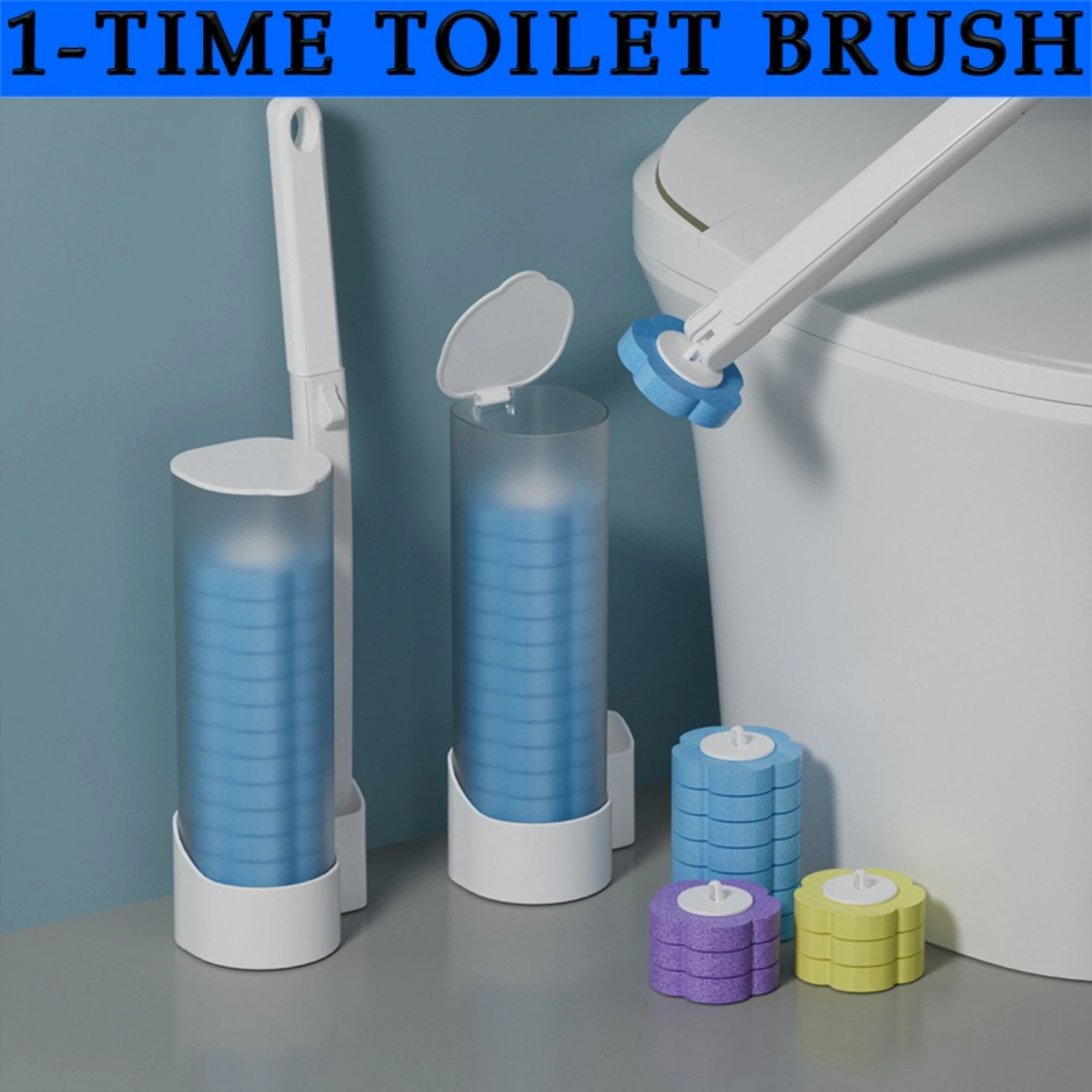6/18Pcs Einweg Wc Pinsel Langen Griff Wand-montiert Wc Reinigung Tool Kit mit Austauschbare Bürstenkopf Bad zubehör