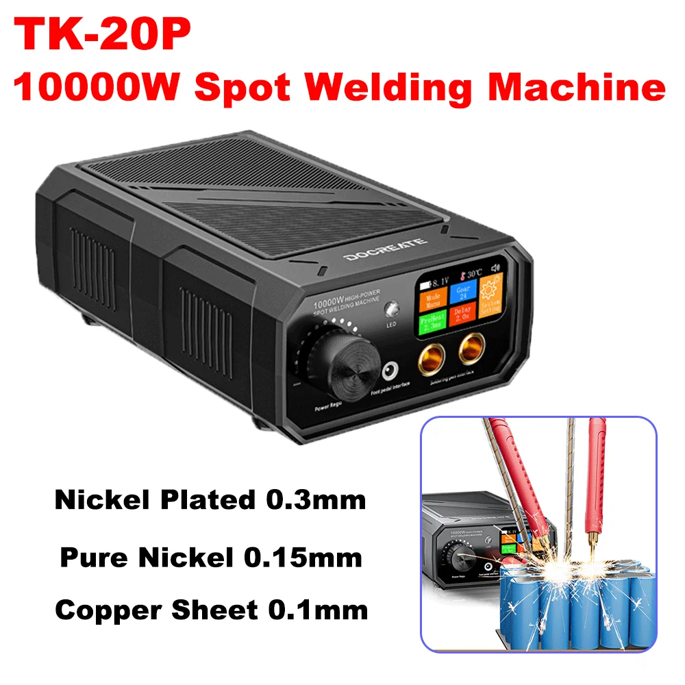 10000 W Dual-Puls-Punktschweißgerät TK-20P, tragbar, Typ C, angetrieben mit Fußpedal, 18 Stufen zum Schweißen von Batterie-Nickelblech Image