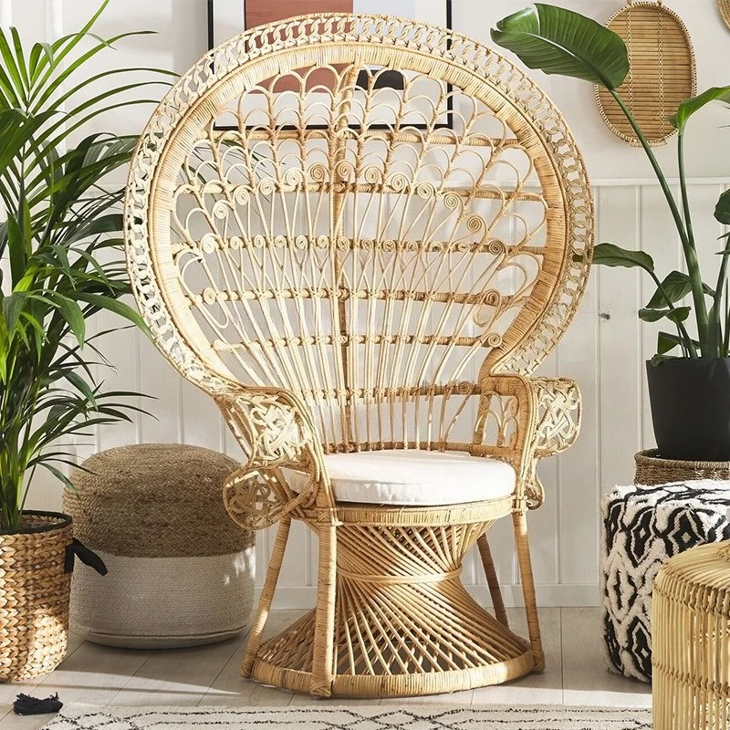 Rattan Pfauenstuhl Prinzessin Rattanstuhl Hotel Villa Indischer Stuhl Südostasien Hochzeit Schießen Rattan Requisiten