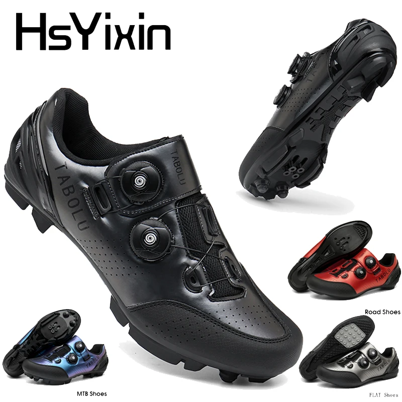 Unisex MTB-Schuhe Zapatillas Ciclismo Rennrad-MTB-Fahrradschuhe Rutschfeste Flache Schuhe, Straßen- und Mountainbike-Schuhe SPD Trainingsschuhe