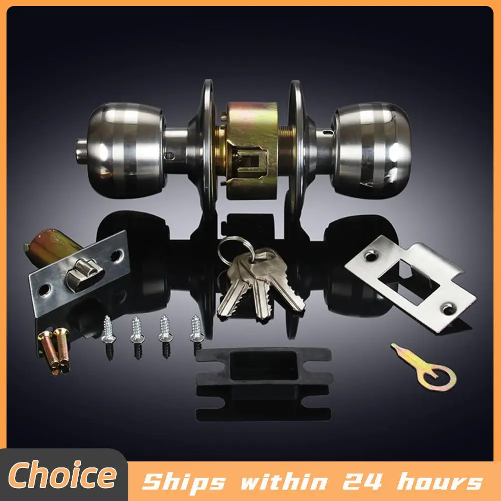 Türknauf mit Schlüssel, Edelstahl-Kugel-Türknauf, Innen- und Außentürschloss für Innentüren, Schlafzimmer, Badezimmer