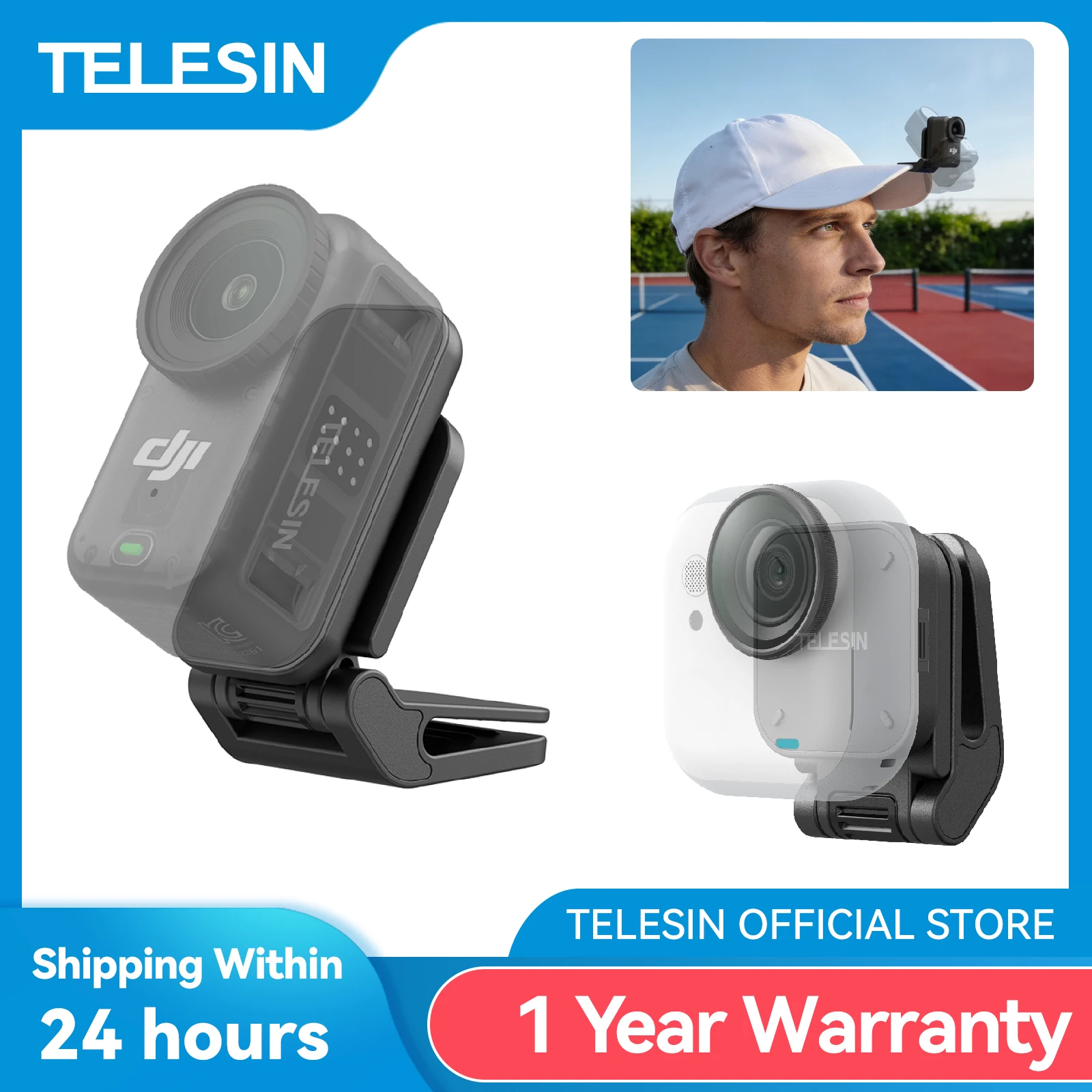 TELESIN Magnetische Schnellverschlusskappe Hut Clip Halterung Einstellbarer Winkel Für DJI OSMO Nano Insta360 Go Ultra Action Kamera Zubehör Image