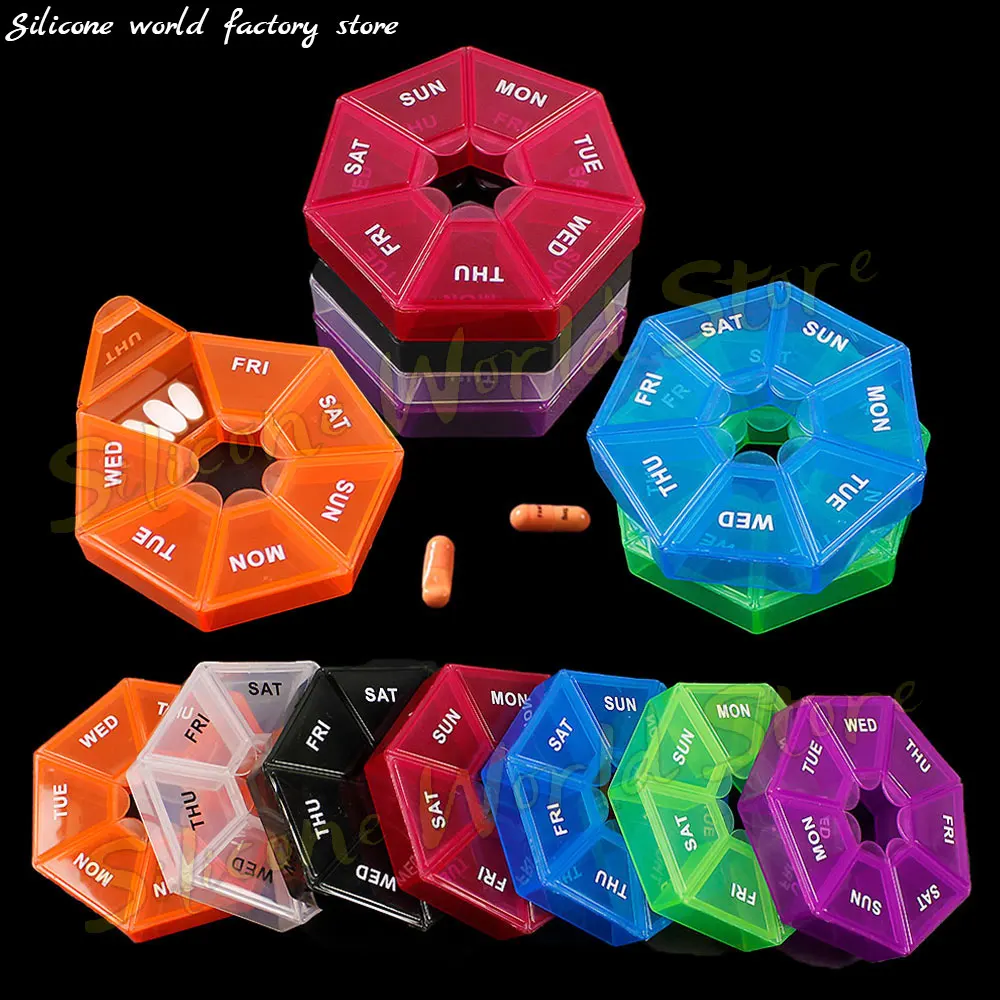 SW 7 Grids Pillendose, wöchentlich, 7 Tage, tragbar, Reise-Pillenetui, Vitamin, Fischöle, Medikamentenbehälter, Organizer, Schmuck-Aufbewahrungsbox Image