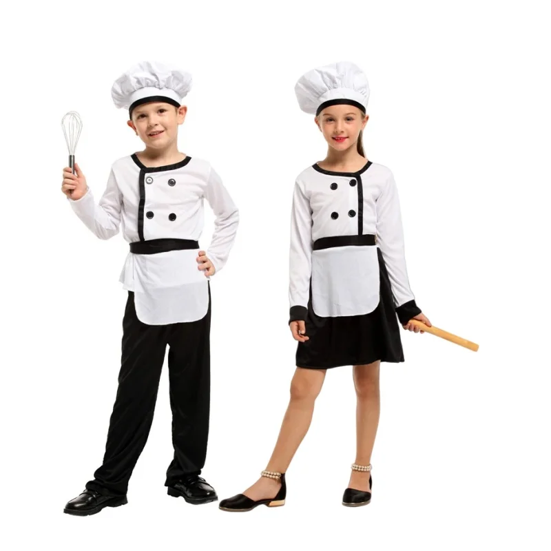 Kinder-Kochkostüm für Kindergarten-Berufserfahrung und Aufführungen, Kleiner-Koch-Verkleidung zum Backen Image