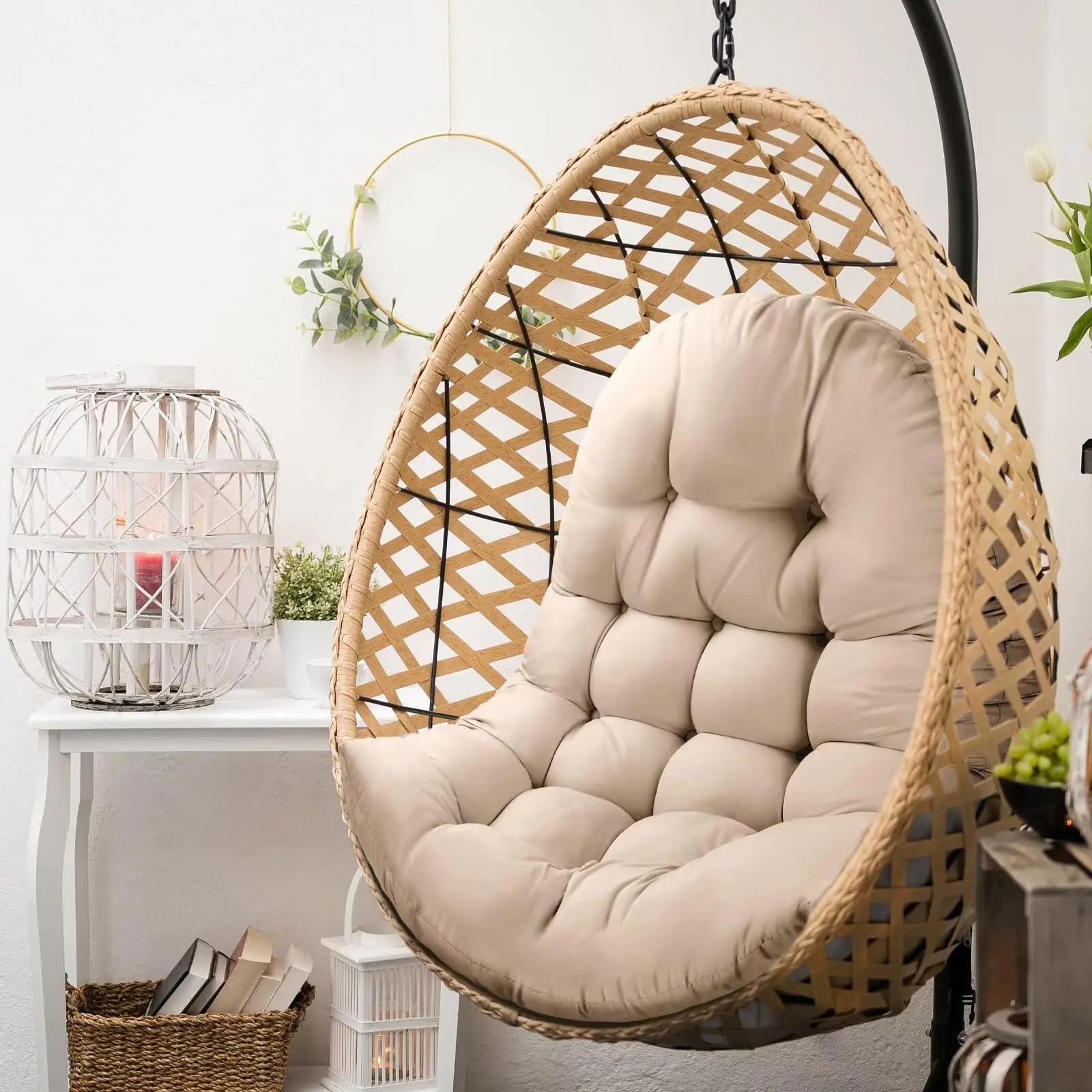 Ei-Stuhlkissen für Gartenmöbel, wasserdichtes Ei-Stuhlkissen, Ersatz für Hängesessel, U-förmiges Schaukelstuhl-Kissen Image