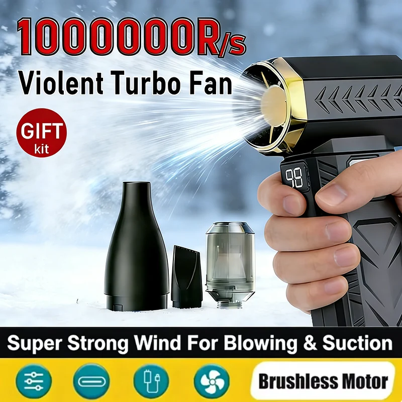 Leistungsstarker 2-in-1 Staubsauger und Gebläse für Haushalt und Auto, 1.000.000 U/min Turbo-Jet, 55m/s Image
