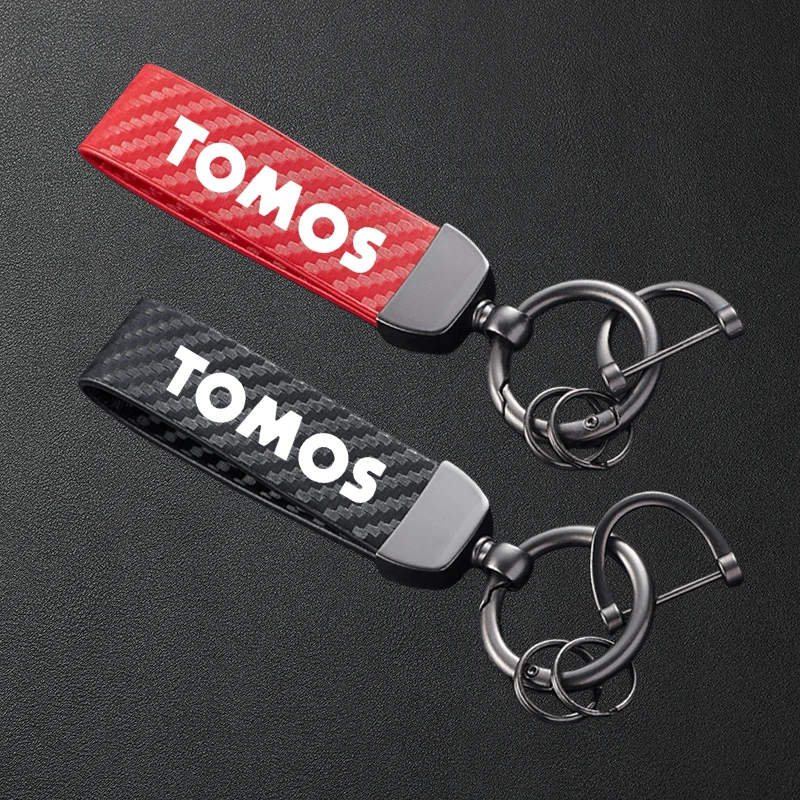 Für Tomos Nitro Arrow Sprint LX Streetmate R A35 Racing TT Zubehör Kohlefaser-Texturierter Leder-Schlüsselanhänger Motorrad-Schlüsselring Image