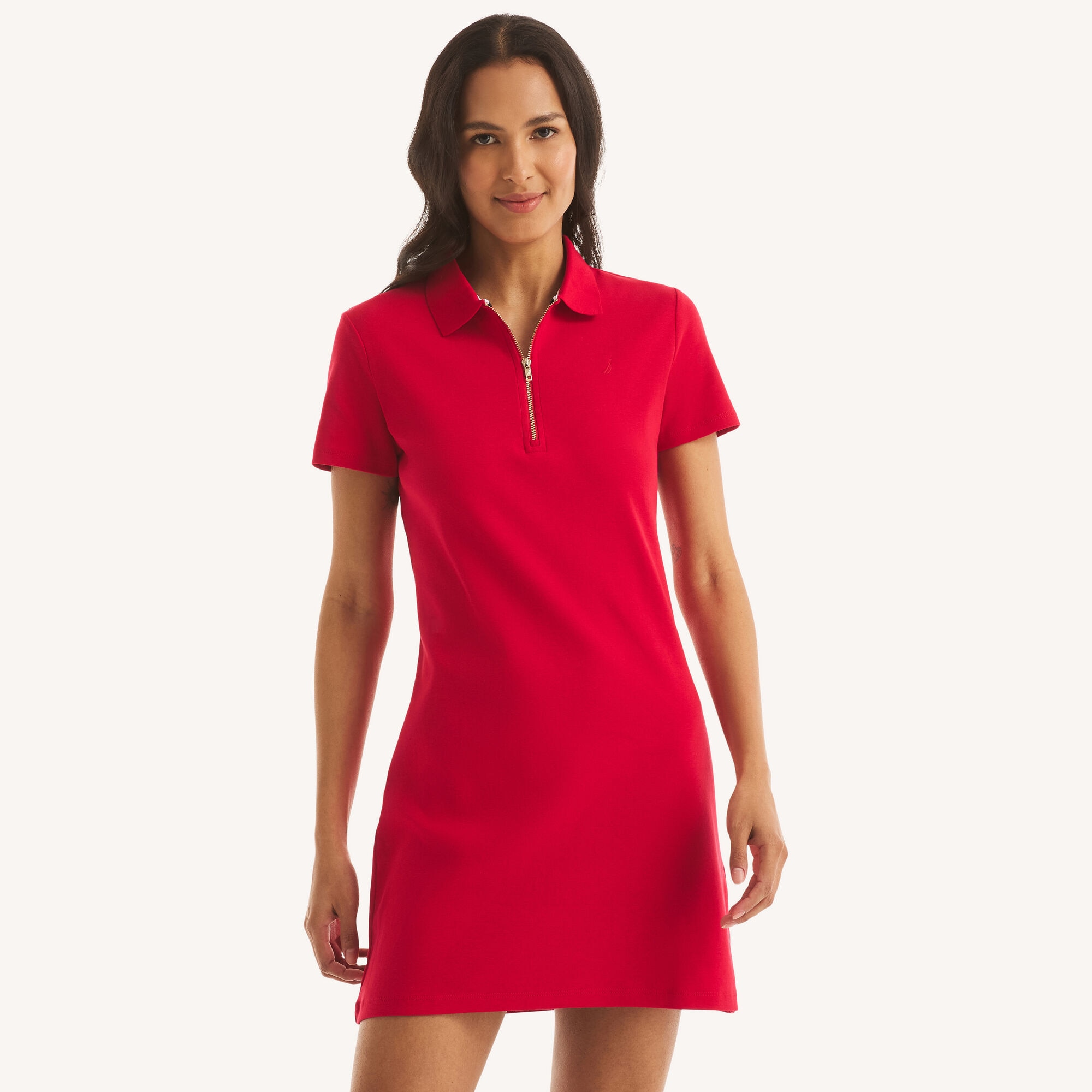Nautica Women's Zip-Up Deck Polo Dress 615 (Orchid Pink), L