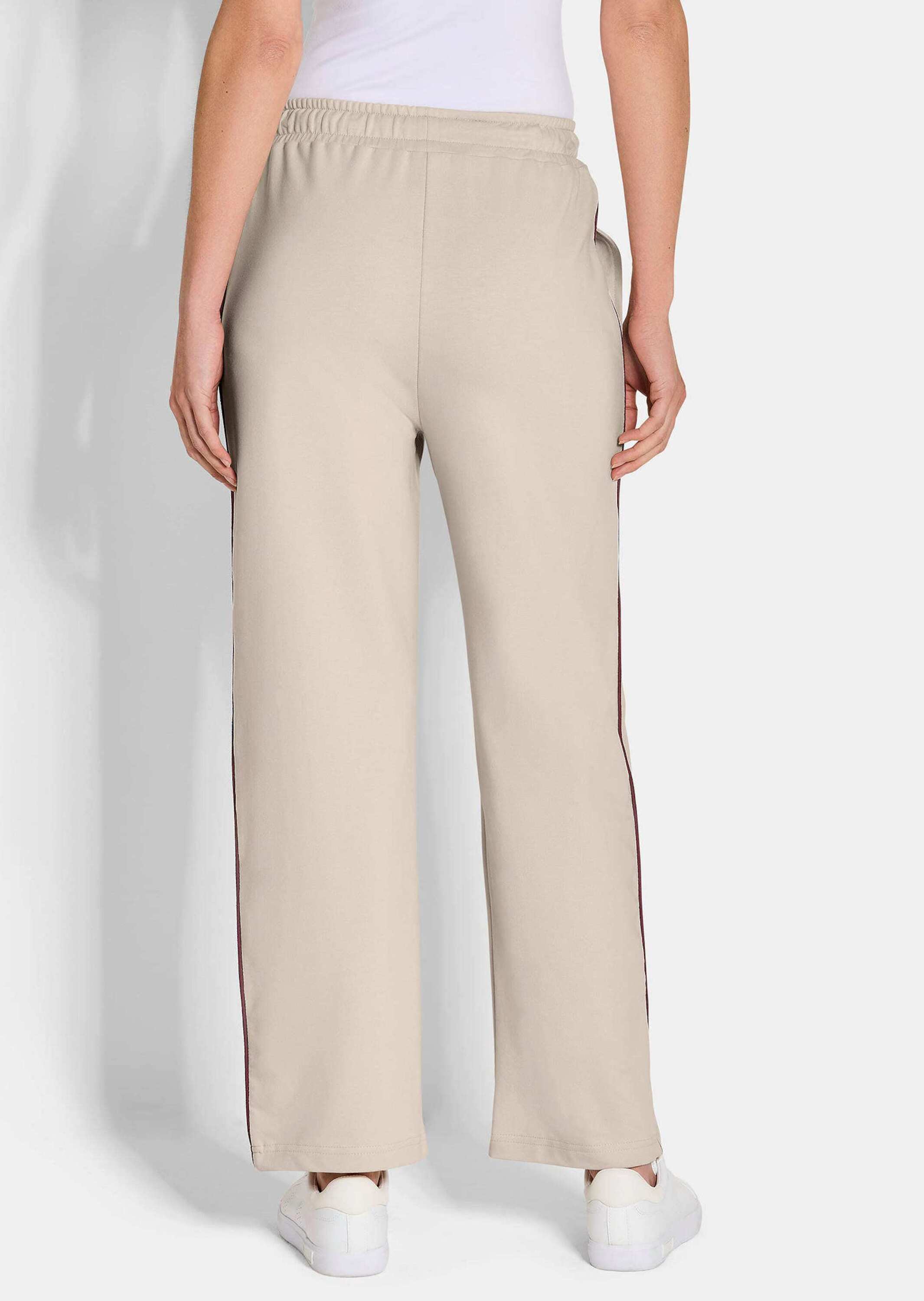 2-in-1-Hose GOLDNER "Kurzgröße Freizeithosen im 2er-Pack", Damen, Gr. 23, K-Gr, beige (beige, bordeaux), Obermaterial: 60% Baumwolle CO. 35% Polyester PES. 5% Elasthan EL., Hosen