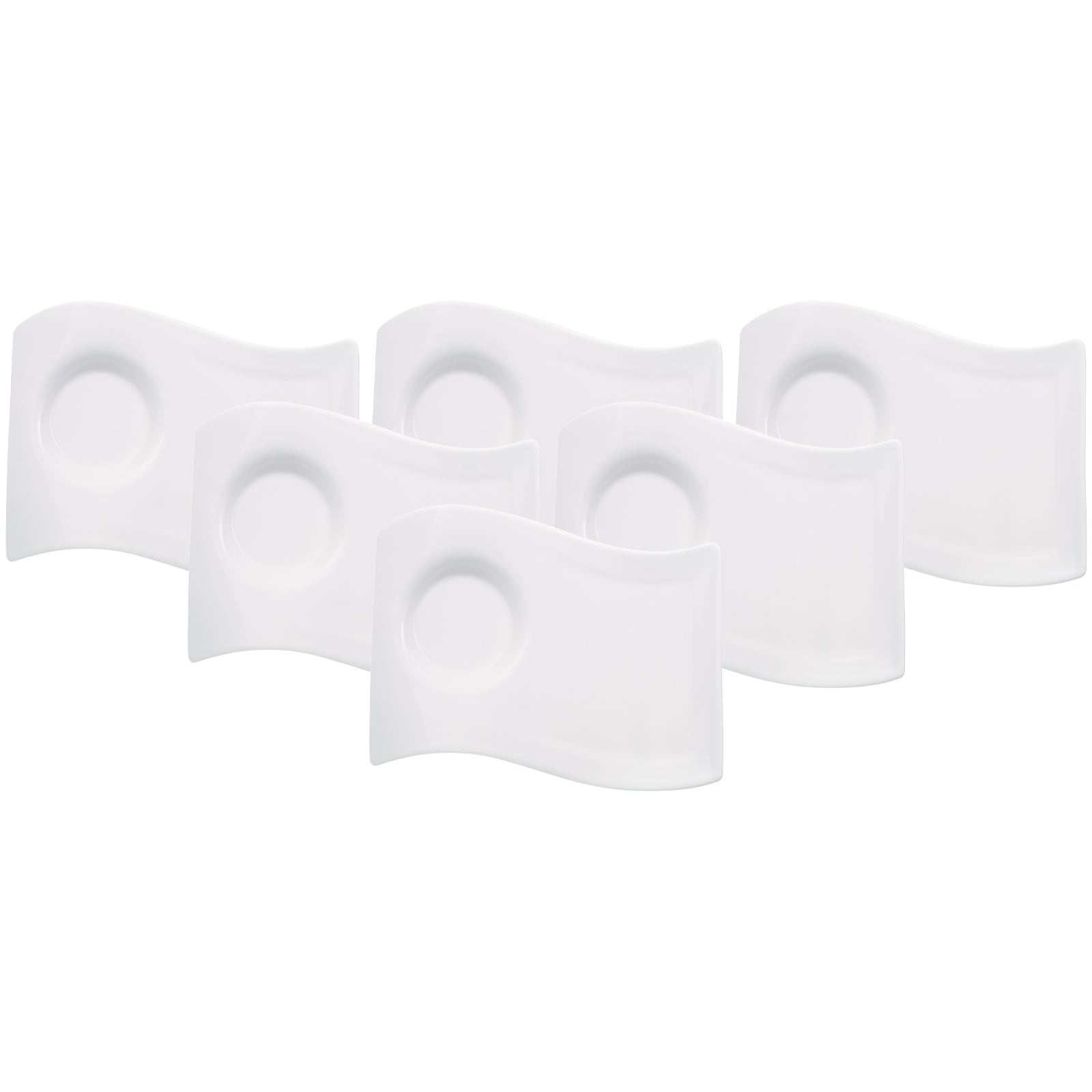 Untertasse VILLEROY & BOCH "Café au Lait Unterteller NewWave Caffè 22 x 17 cm 6er Set weiß", weiß, Speiseteller