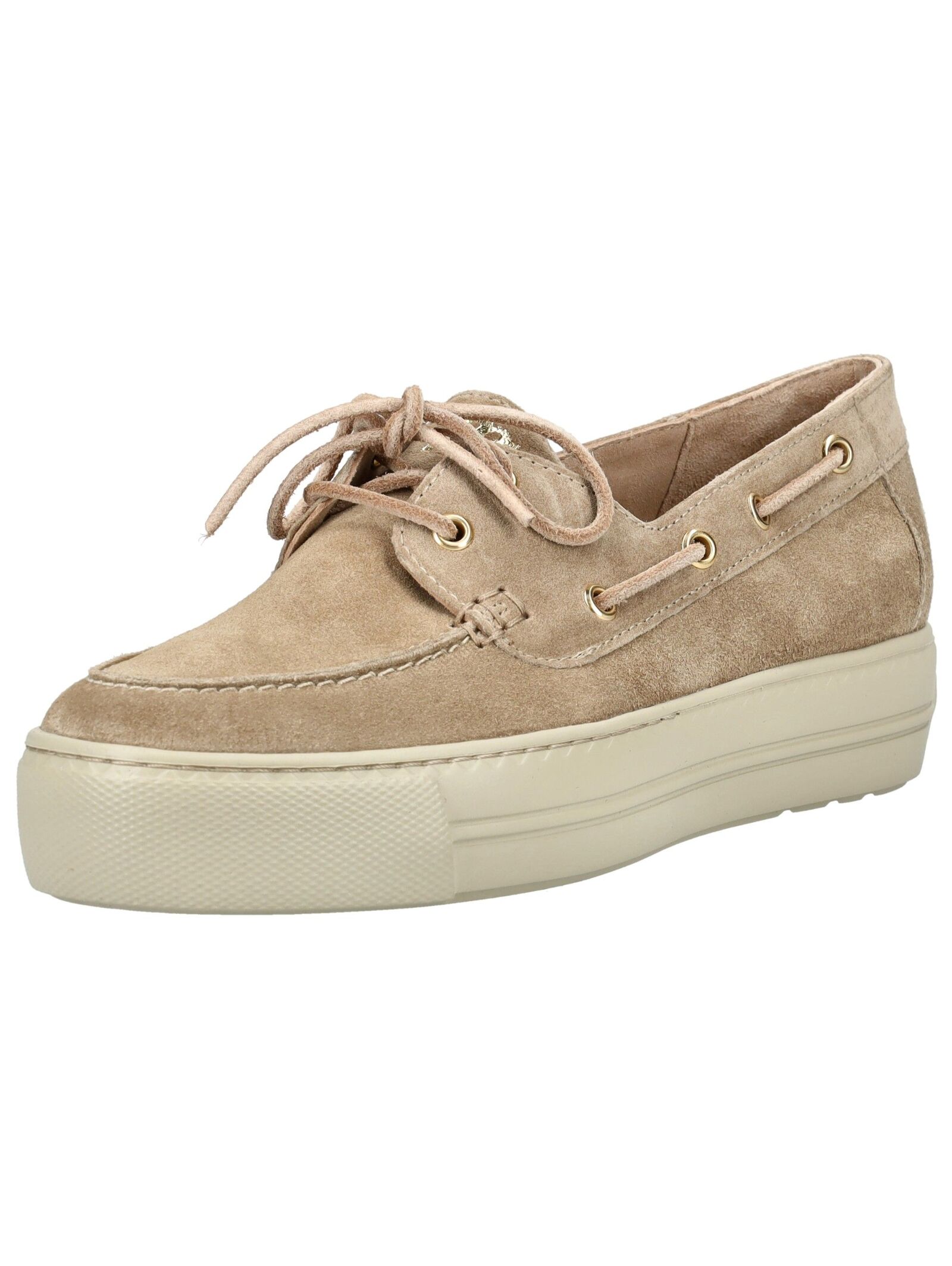 Schnürschuh PAUL GREEN "Paul Green Halbschuhe Veloursleder", Damen, Gr. 41, beige, Veloursleder, Schuhe Schnürschuh