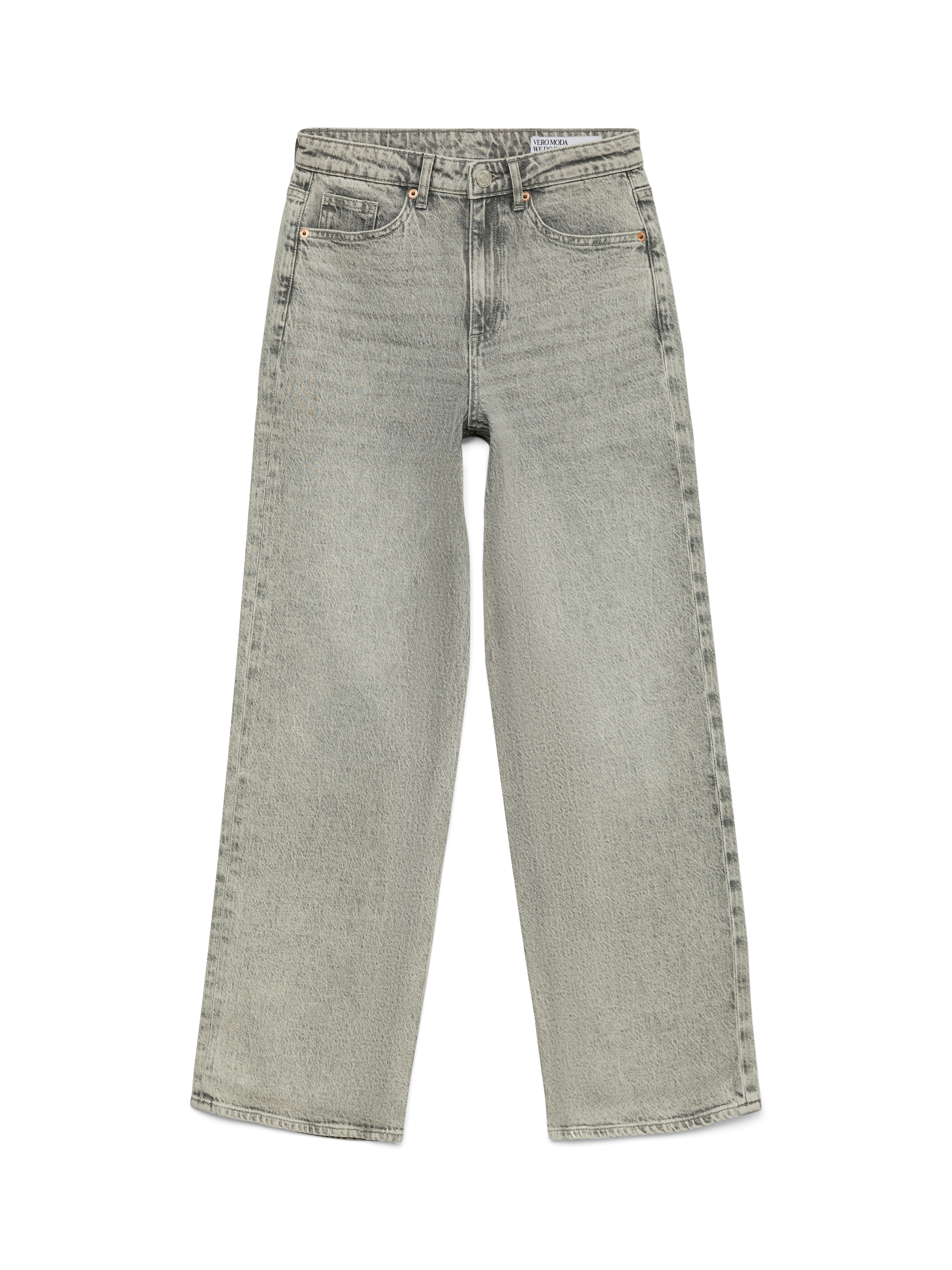High-waist-Jeans VERO MODA "VMTESSA HR WIDE JEANS RA207 GA NOOS", Damen, Gr. 26, Länge 32, light grau denim, Denim/Jeans, Obermaterial: 99% Baumwolle, 1% Elasthan, unifarben, oversize normal, Jeans High-Waist-Jeans