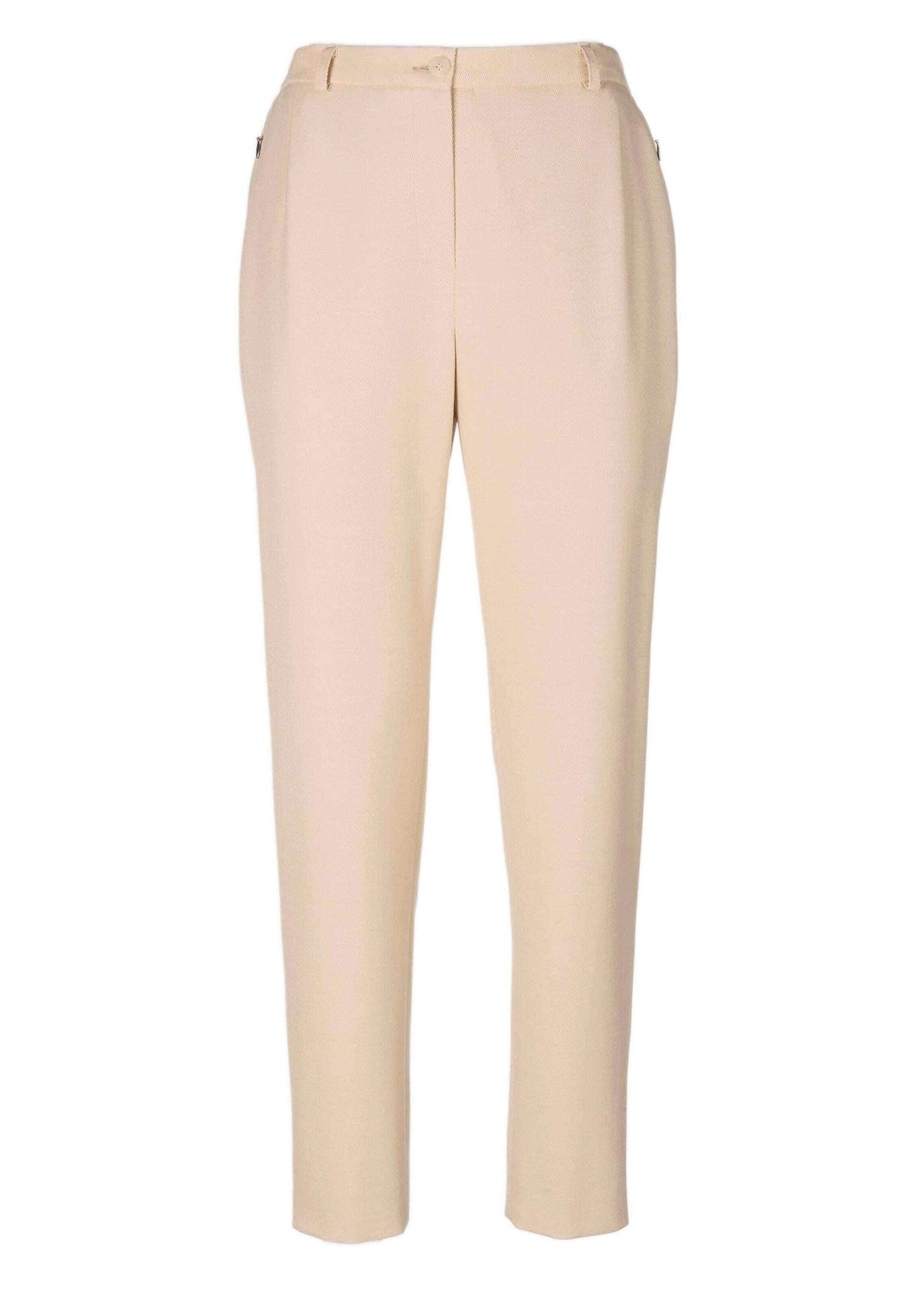 Stoffhose GOLDNER "Hose Anna mit Rippenstruktur", Damen, Gr. 48, N-Gr, beige (stein), Obermaterial: 64% Polyester PES. 32% Viskose CV. 4% Elasthan EL., Hosen Stoffhose