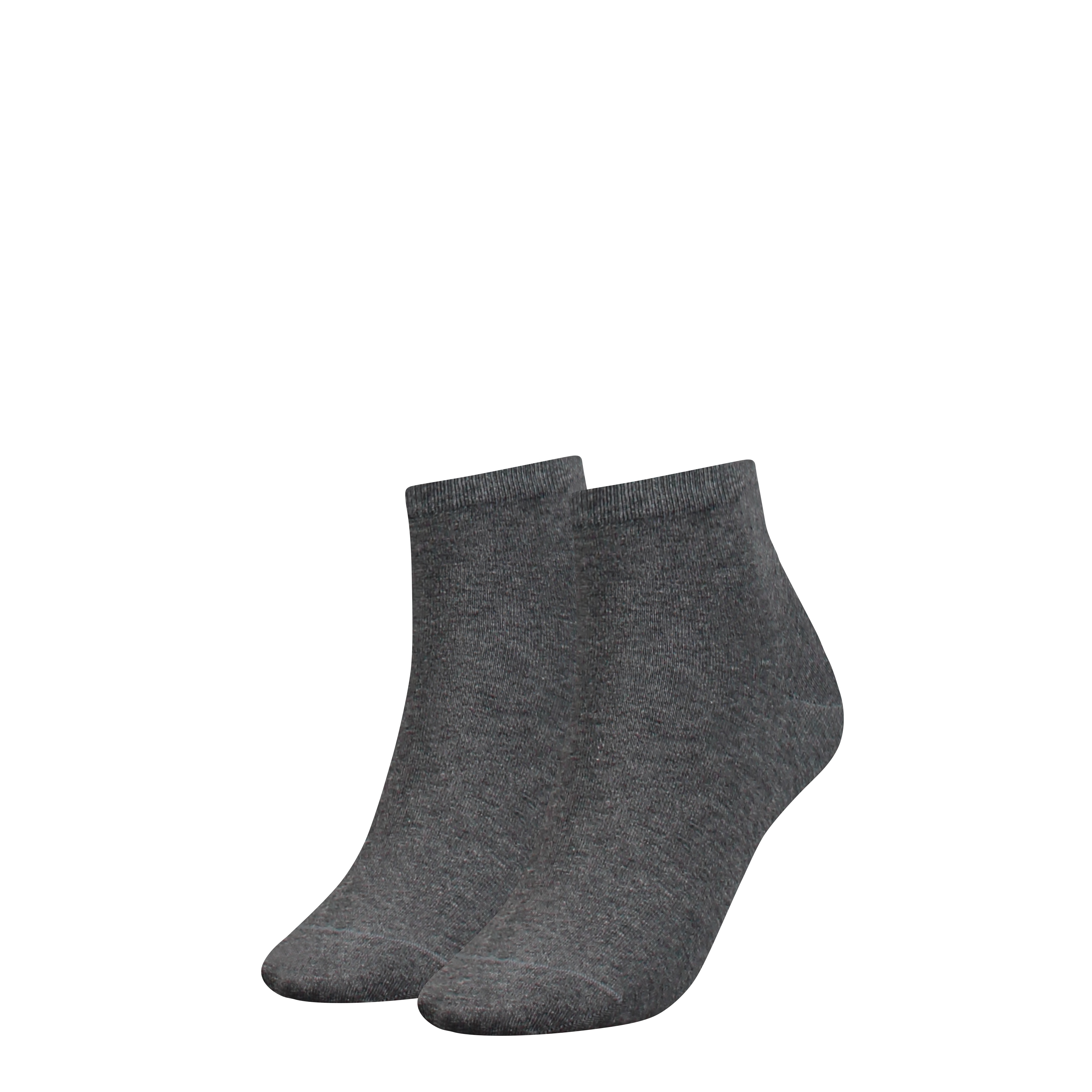 Kurzsocken TOMMY HILFIGER "TH WOMEN CASUAL SHORT SOCK 2P", Damen, Gr. 39-42, middle grau melange, Baumwollmischung, normal, Socken, Mit flacher Zehennaht
