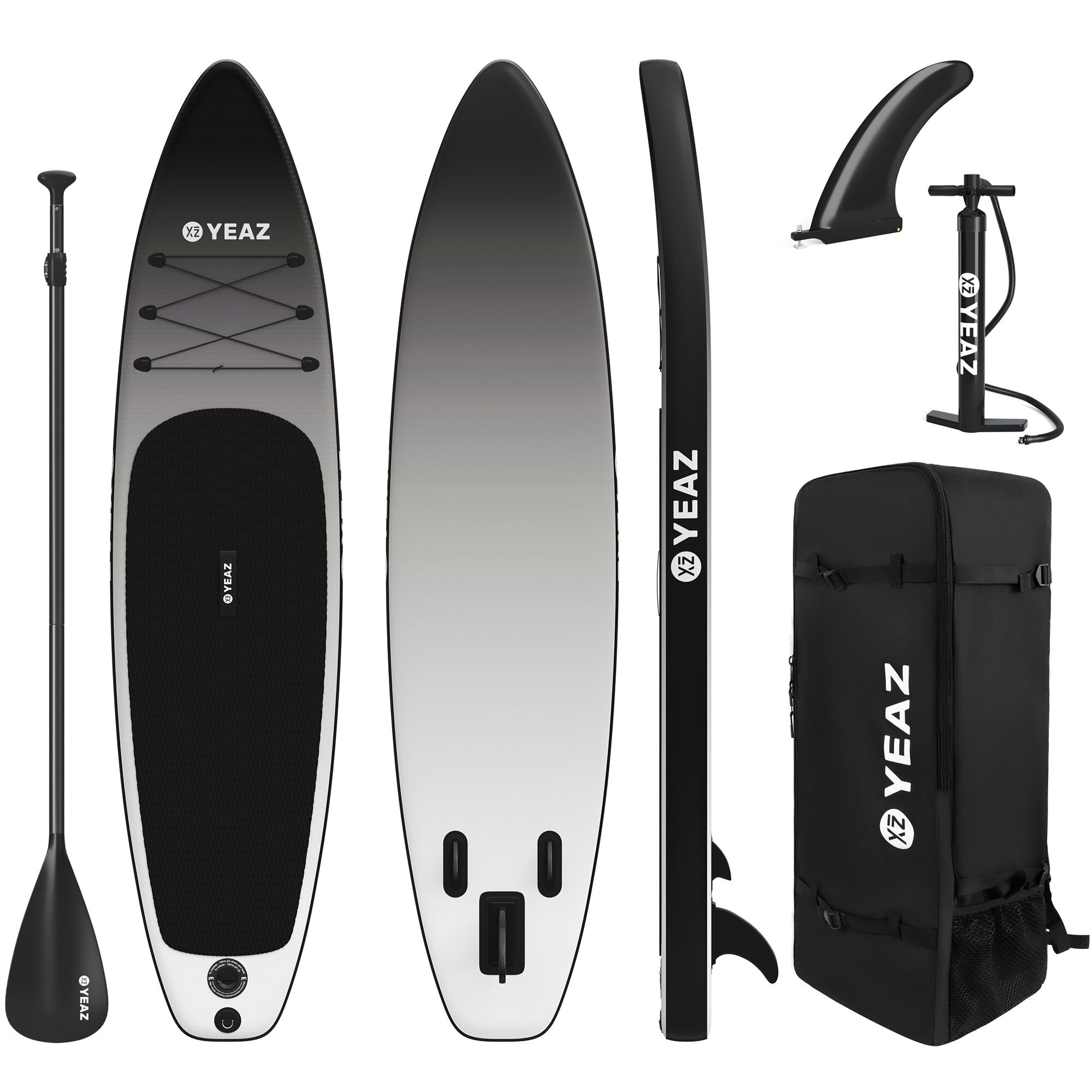 Inflatable SUP-Board YEAZ "SUP Board und Kit BLACK SANDS BEACH - EXOTRACE PRO - SET", grau, Wassersportboards Image