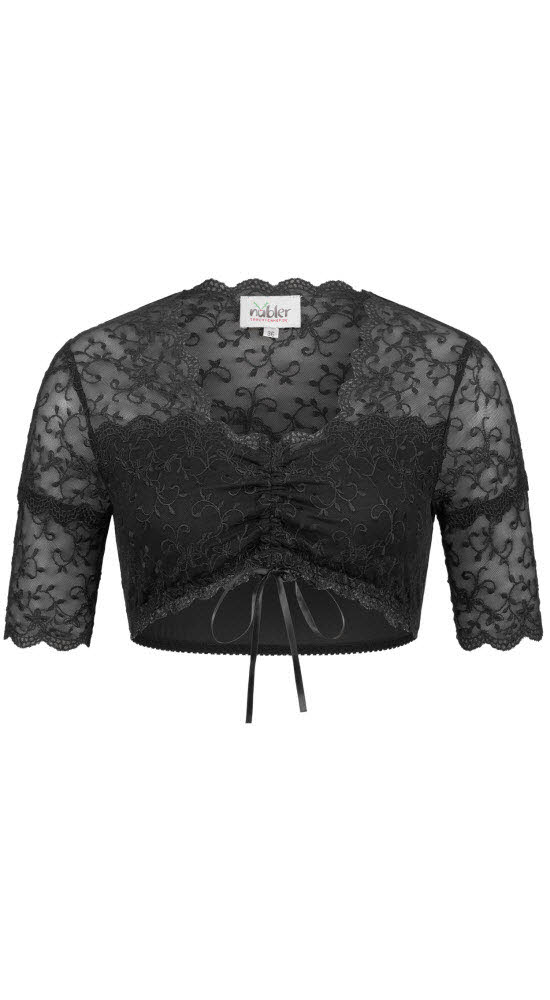 Dirndlbluse NÜBLER "Dirndlbluse kurzarm Nena", Damen, Gr. 42, schwarz, Obermaterial: 85% Polyester PES. 15% Elasthan EL., Blusen Dirndlbluse