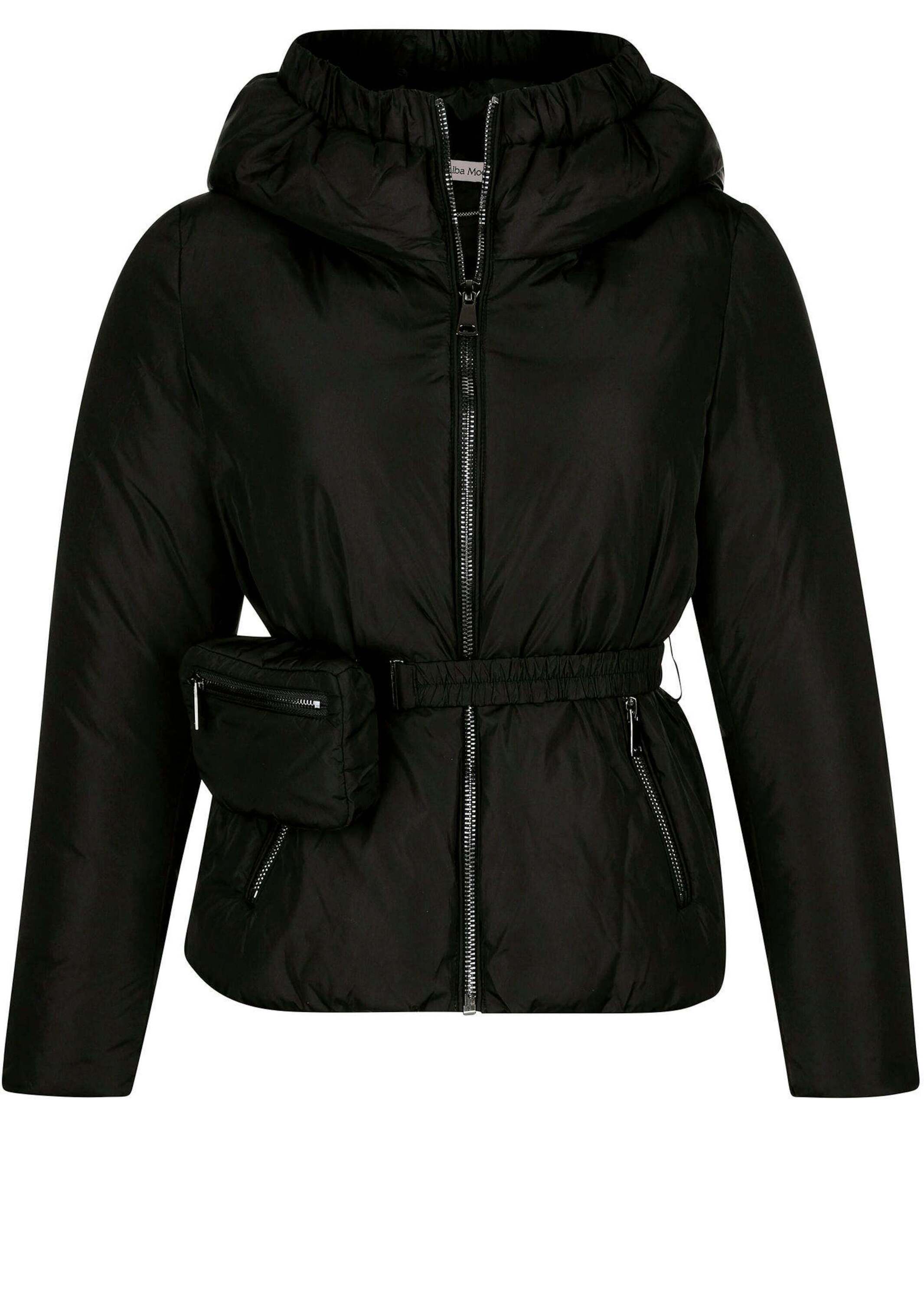 Steppjacke ALBA MODA "Steppjacke Steppjacke mit abnehmbarer Bauchtasche", Damen, Gr. 36, schwarz, Obermaterial: 100% Polyamid PA., Jacken Steppjacke