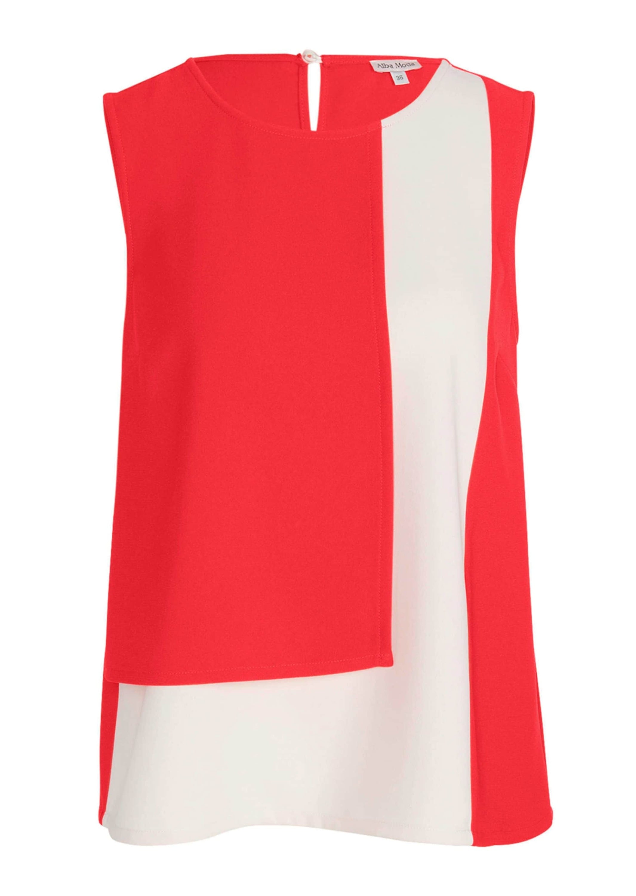 Shirtbluse ALBA MODA "Bluse Bluse", Damen, Gr. 42, rot (koralle, creme), Obermaterial: 100% Polyester PES., Blusen