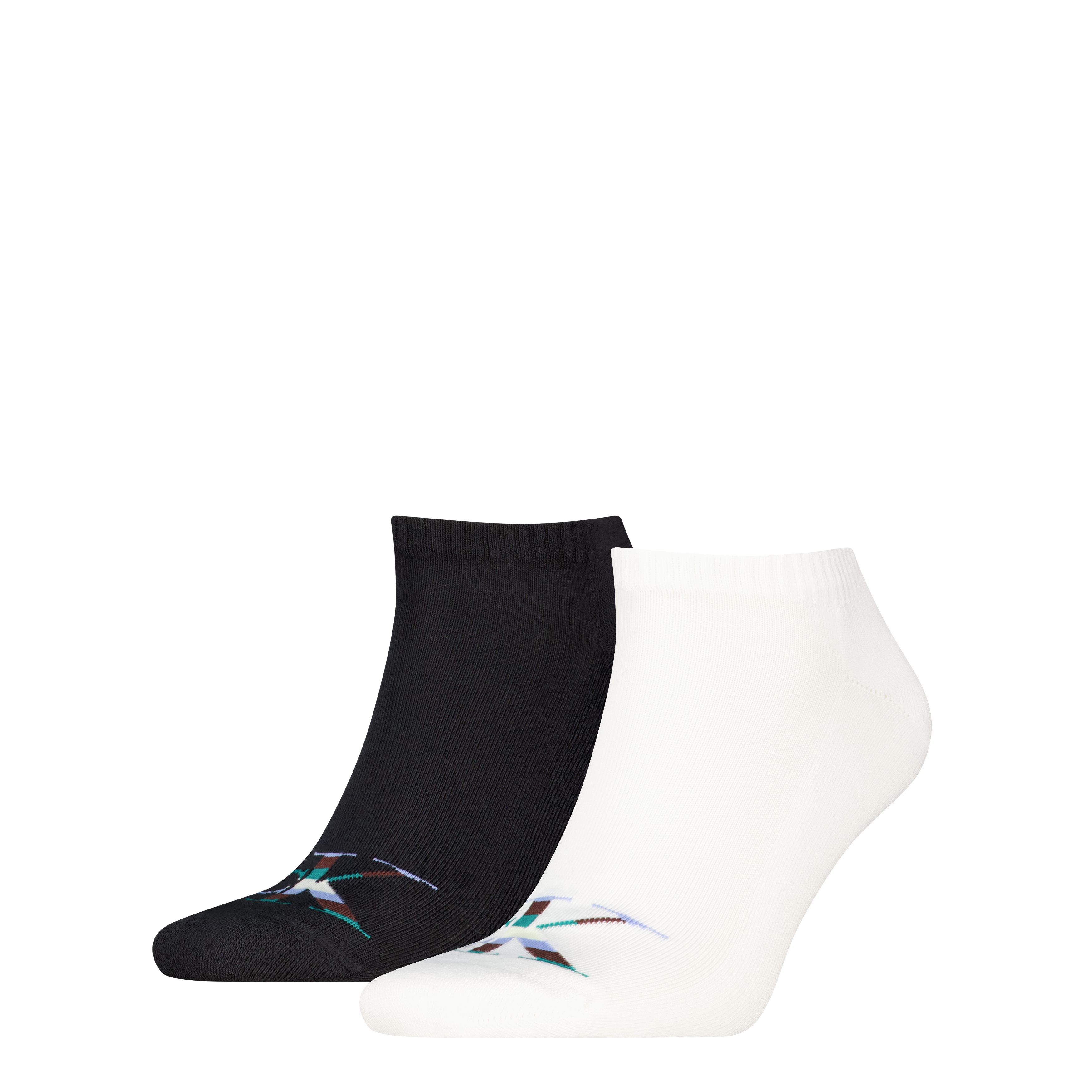 Sneakersocken CALVIN KLEIN JEANS "CKJ MEN SNEAKER MONOGRAM", Herren, Gr. 39-42, weiß, schwarz, Baumwollmischung, normal, Socken Sneakersocken, komfortable Frotteesohle für zusätzlichen Komfort Image