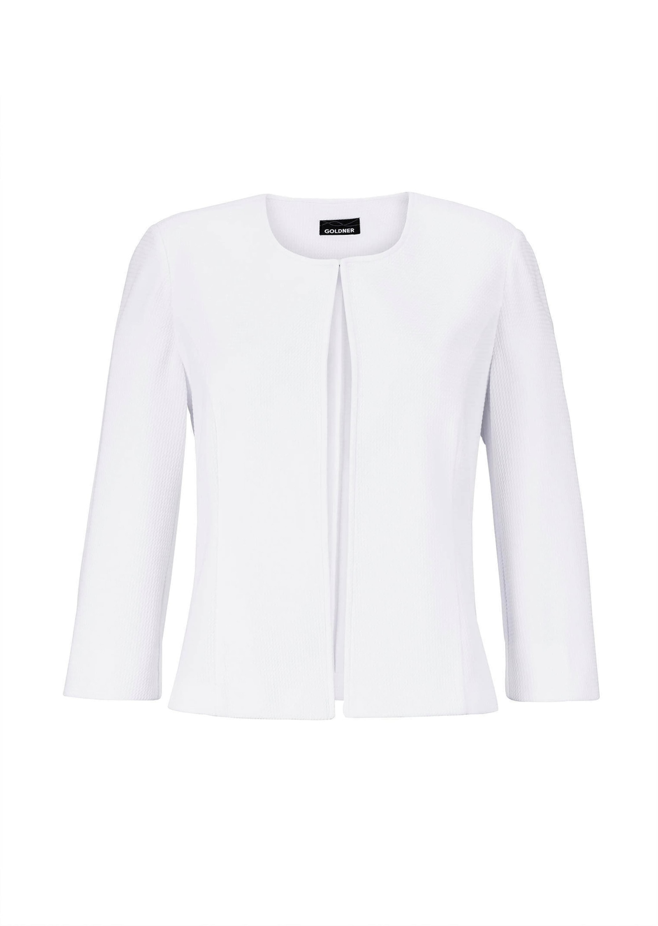 Jackenblazer GOLDNER "Kurzgröße Eleganter Jersey-Kurzblazer", Damen, Gr. 20, grün (weiß), Obermaterial: 95% Polyester PES. 5% Elasthan EL., Blazer
