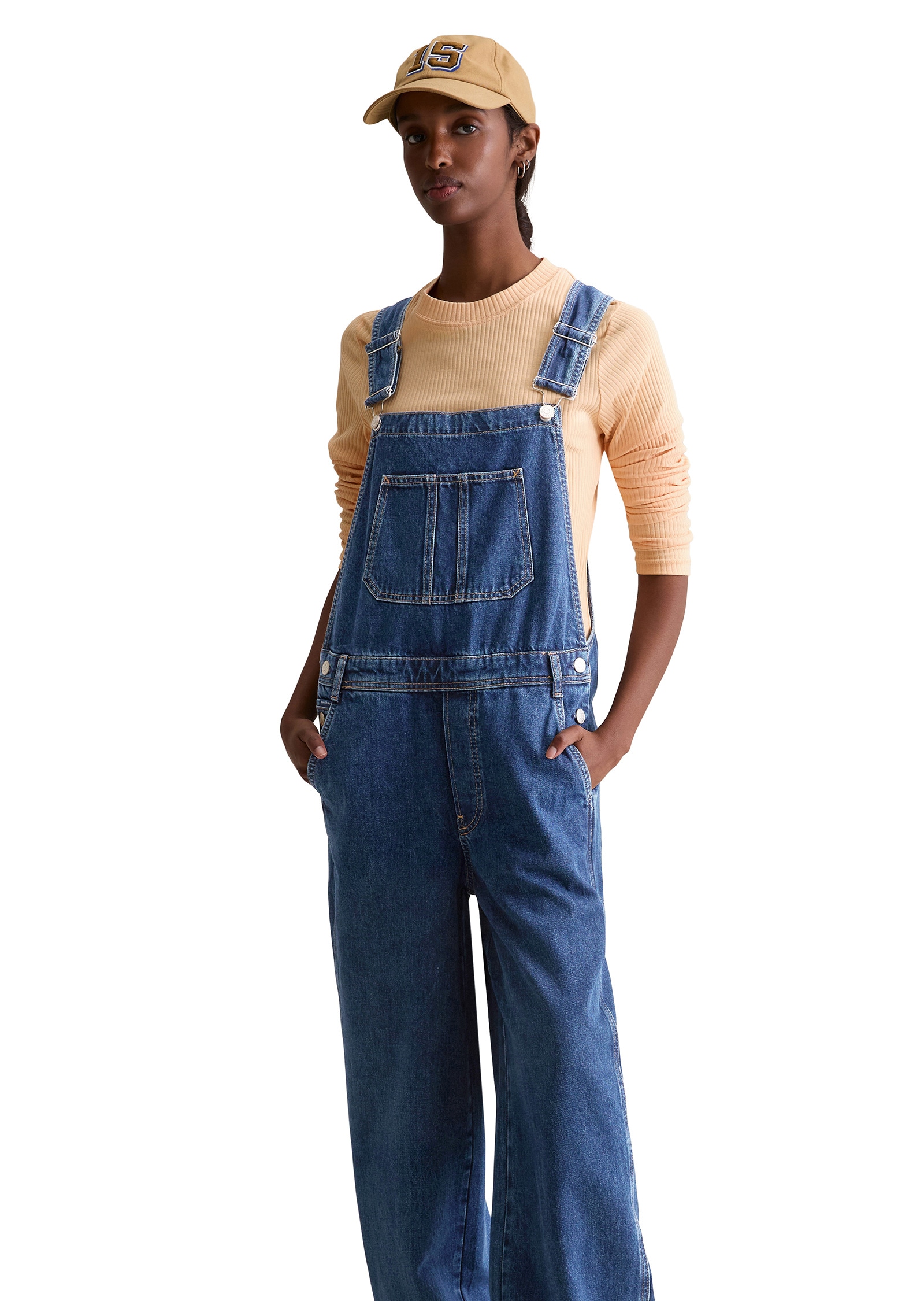 Overall MARC O'POLO DENIM "aus Rigid Denim ohne Elasthan", Damen, Gr. XXL, Normalgrößen, dunkelblau, Obermaterial: 100% Baumwolle, unifarben, relaxed fit normal, Overalls Overall