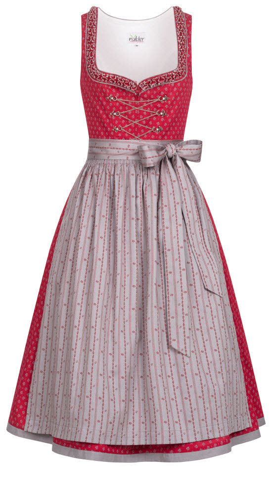 Dirndl NÜBLER "Dirndl midi Terres", Damen, Gr. 52, EURO, rot, Obermaterial: 100% Baumwolle CO., Kleider
