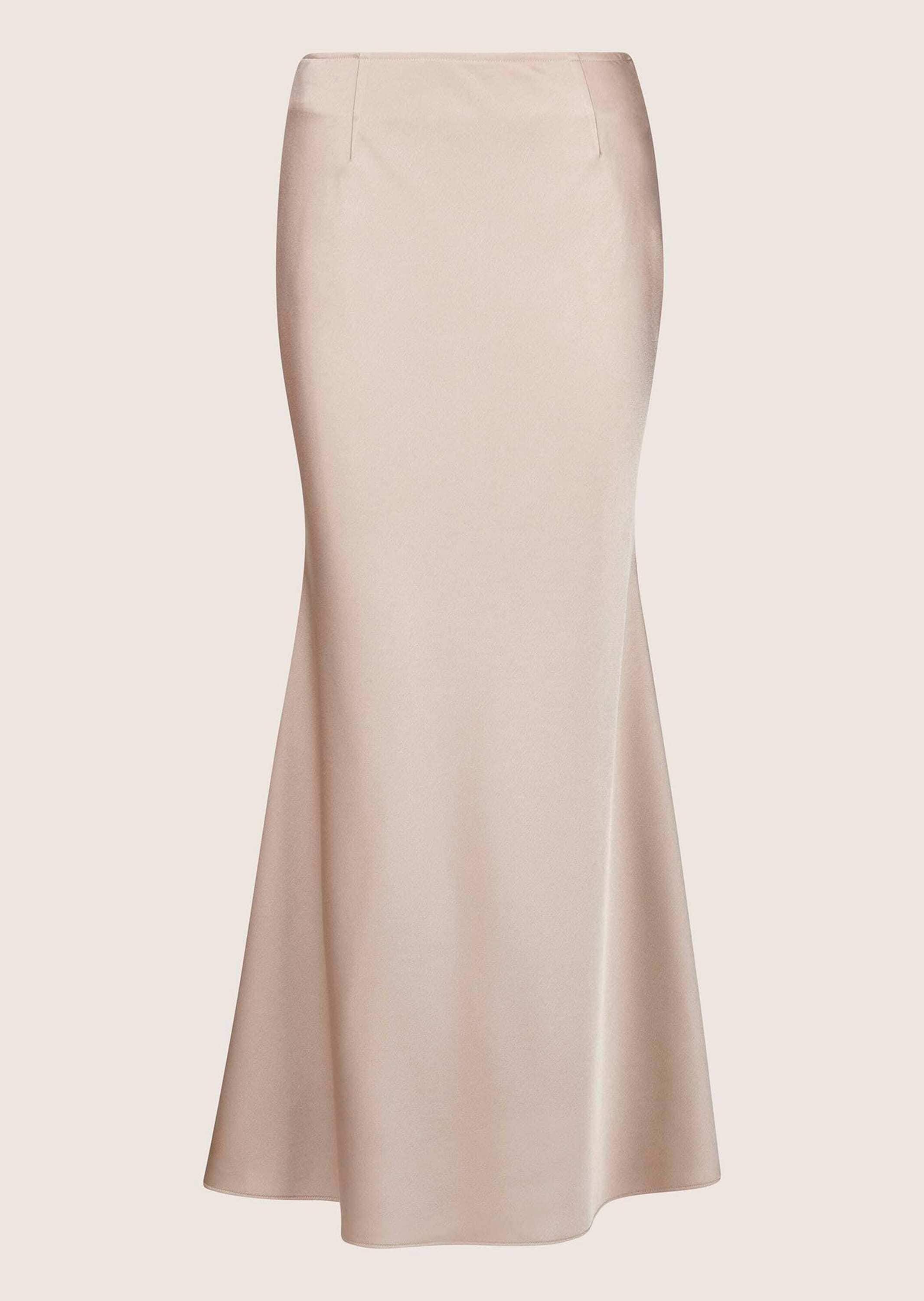 Midirock MADELEINE "Satinrock Eleganter Maxirock für festliche Anlässe", Damen, Gr. 40, beige (beige, goldfarben), Obermaterial: 100% Polyester PES., Modern, normal, Röcke, Langer Satinrock in A-Linie