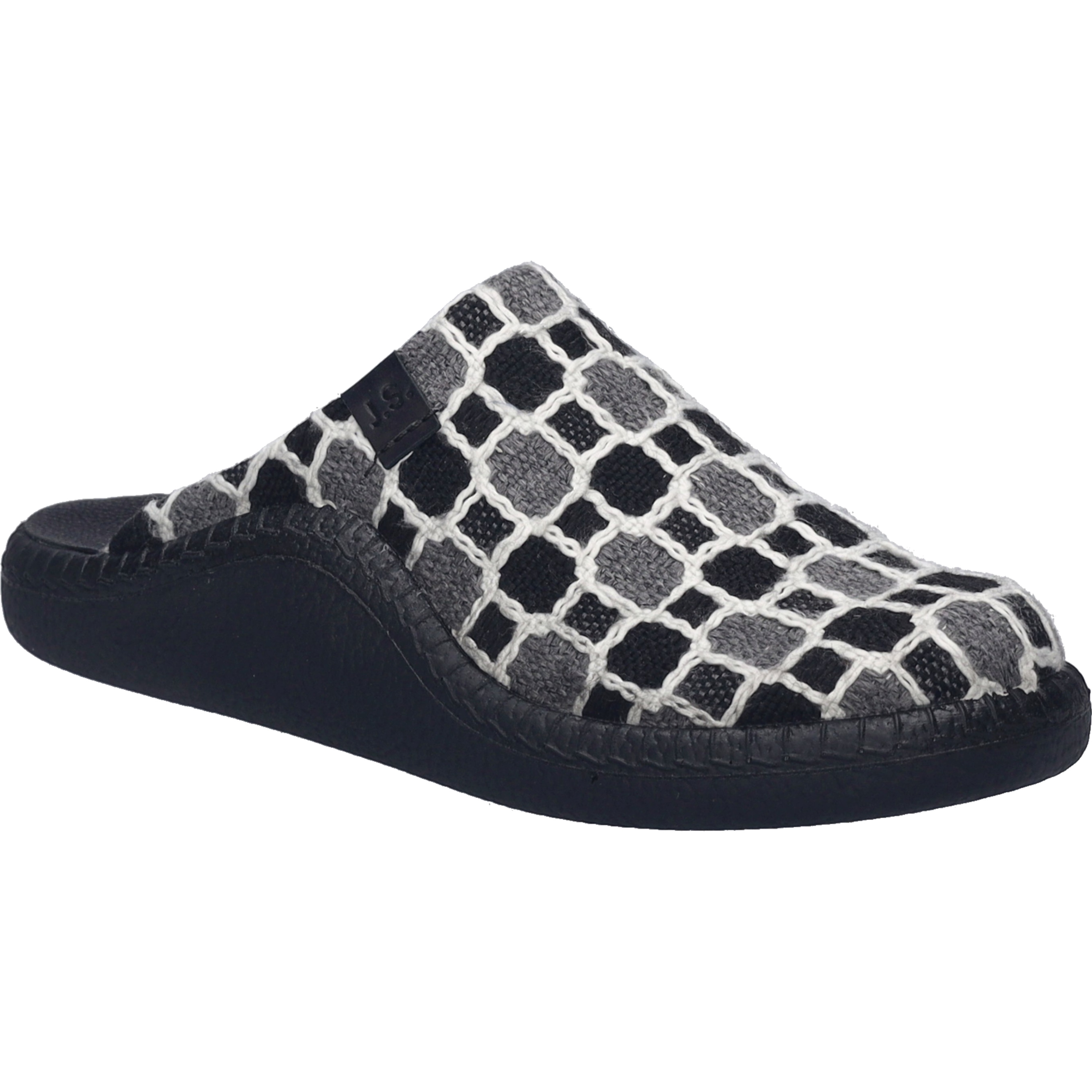 Hausschuh JOSEF SEIBEL "Monaco D 03, schwarz-multi", Damen, Gr. 41, schwarz (schwarz, multi), Obermaterial: 80% Rindsleder Leather cow. 20% Textilmaterial TEXMAT., Schuhe Hausschuh