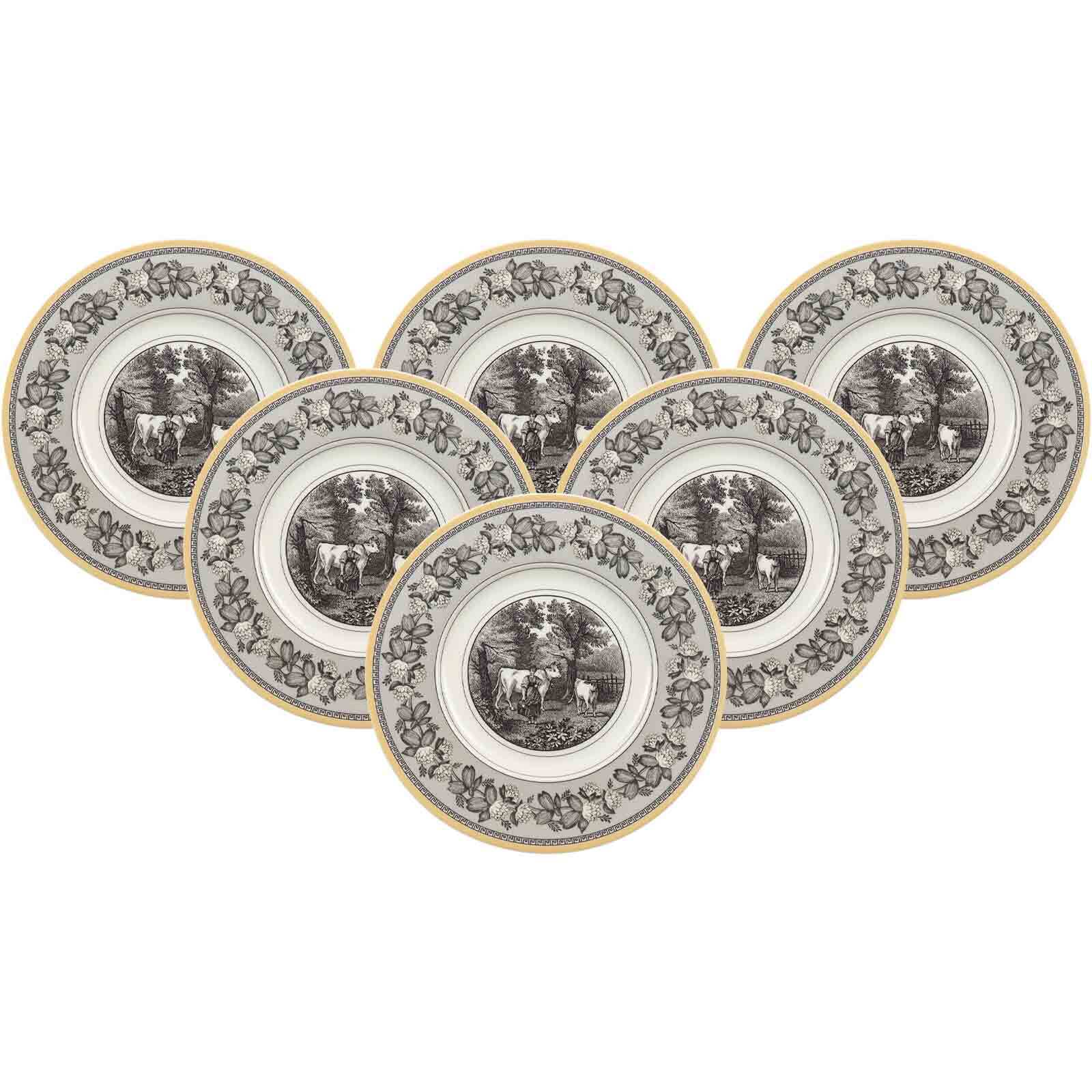 Brotteller VILLEROY & BOCH "Brotteller Audun Ferme ø 16 cm 6er Set weiß-grau-gelb", bunt (weiß, grau, gelb), Speiseteller